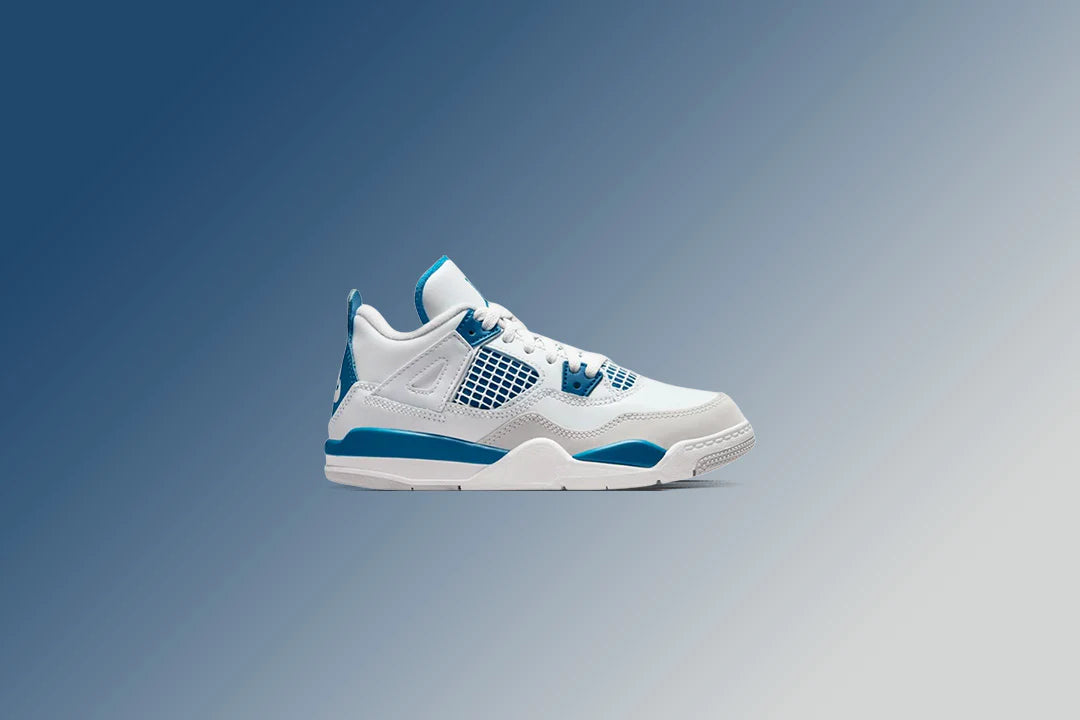 Jordan 4 Retro PS Industrial Blue Off White Military Blue Neutral Grey