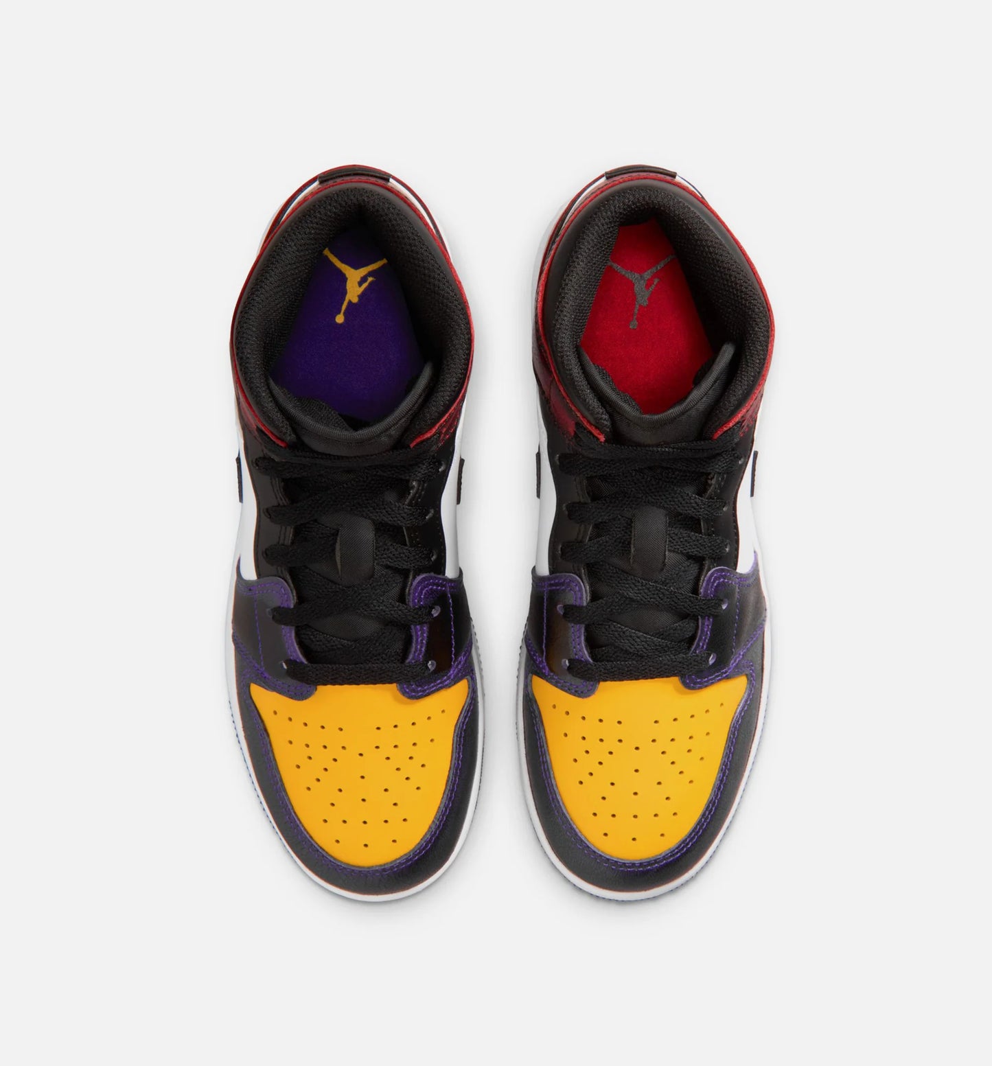 Air Jordan 1 Mid SE Grade School Lifestyle Shoe True Red White Court Purple Black