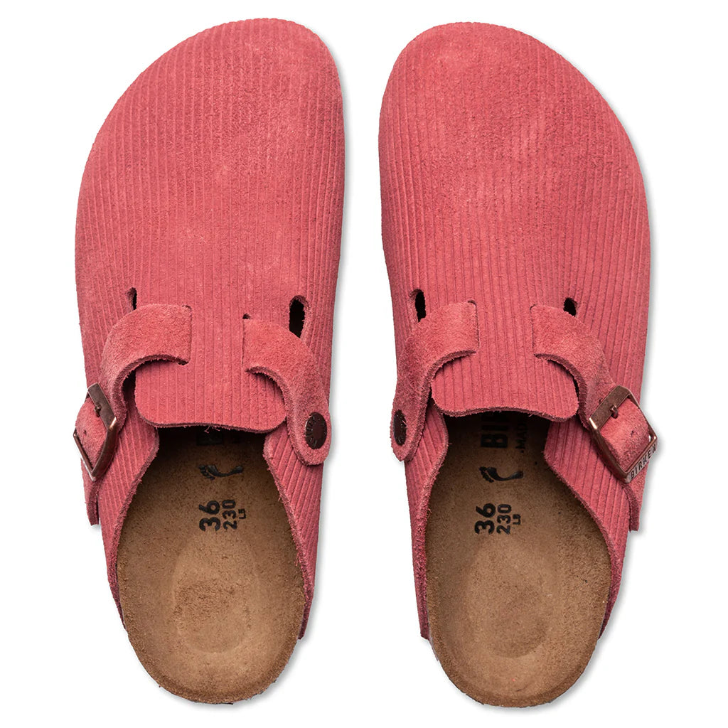 Womens Narrow Boston Suede Embossed Sienna Red