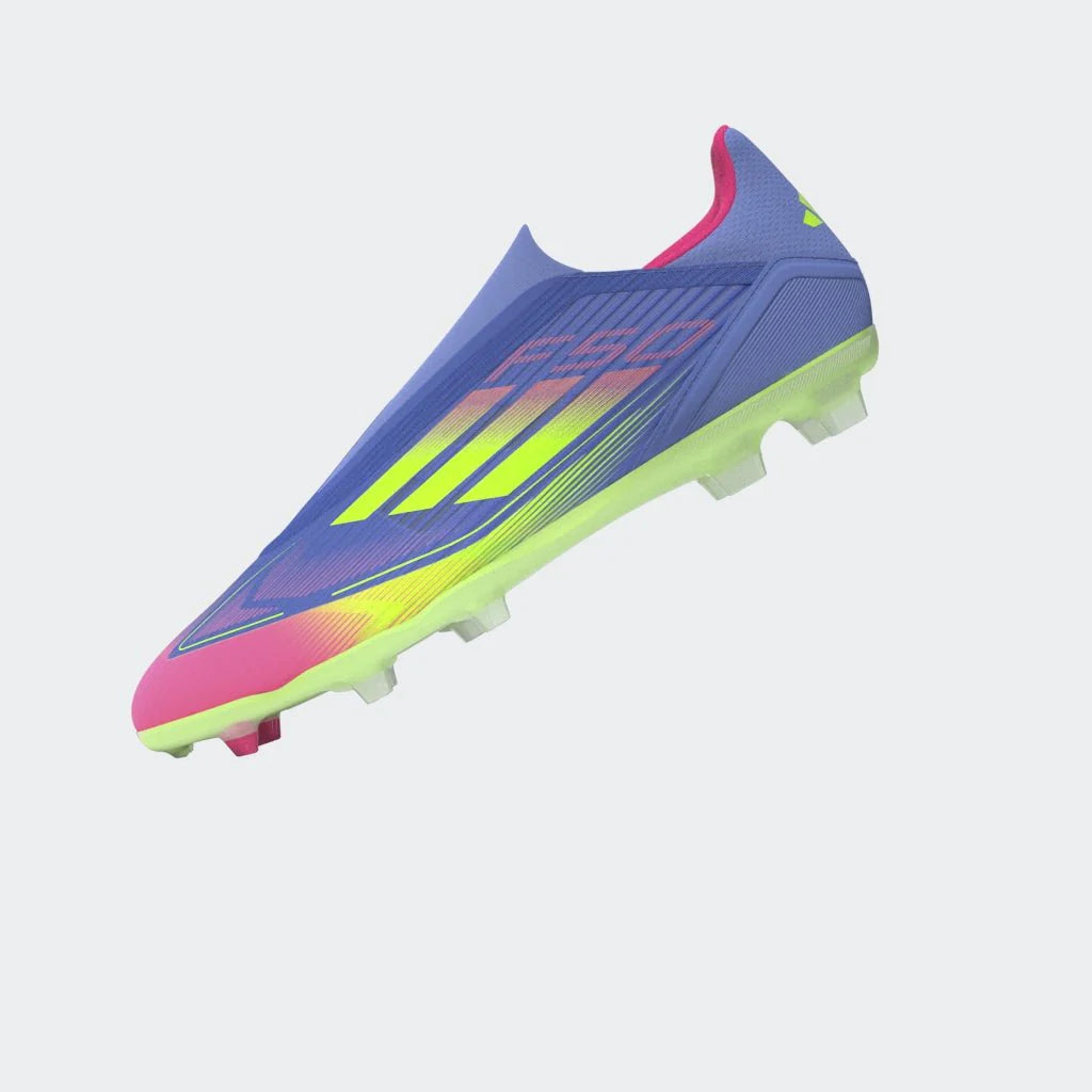adidas F50 League Laceless Firm Multi Ground Boots Blue Fusion Lucid Lemon Lucid Pink