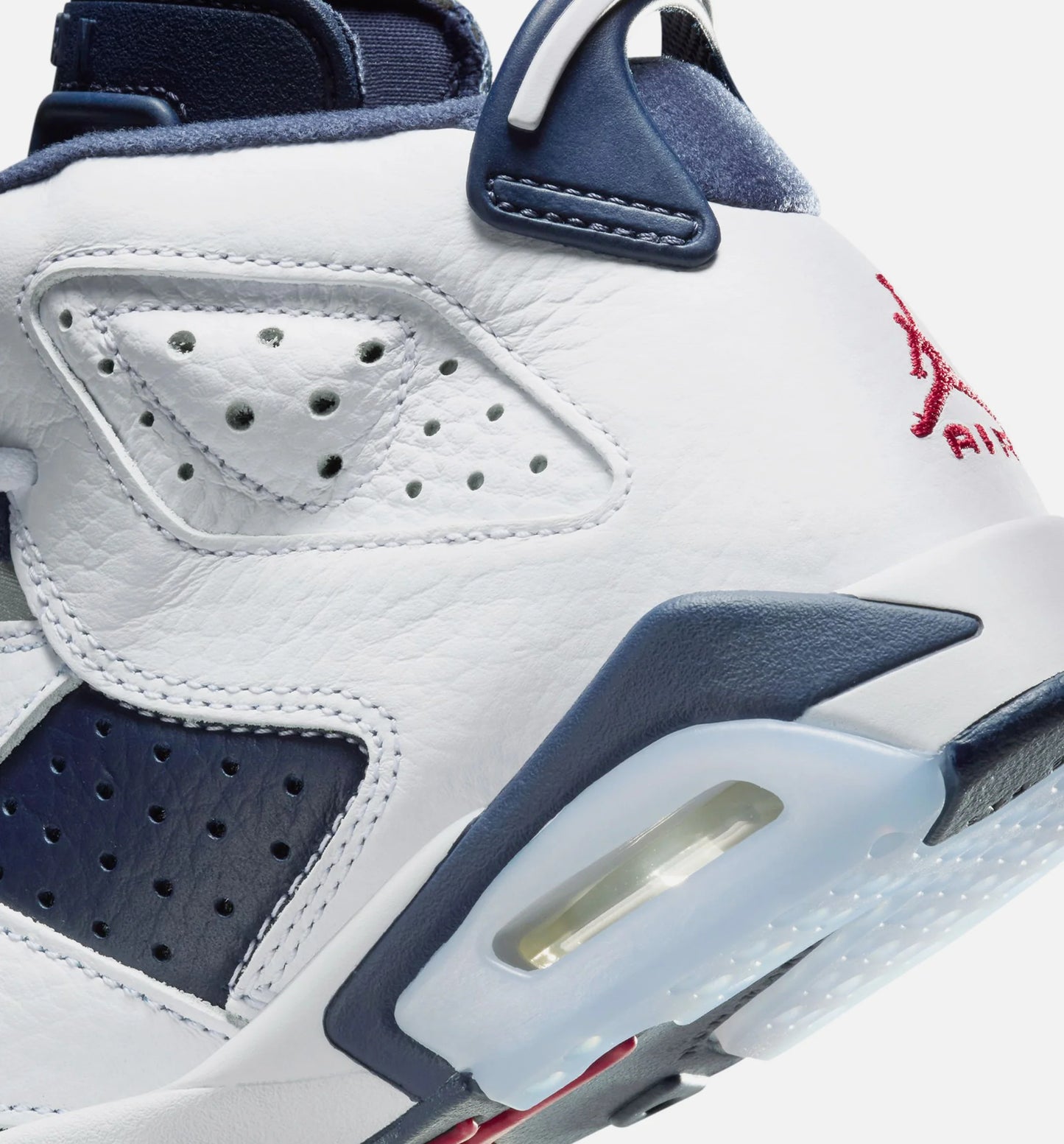 Air Jordan 6 Retro White and Midnight Navy Grade School Lifestyle Shoe White Varsity Red Midnight Navy