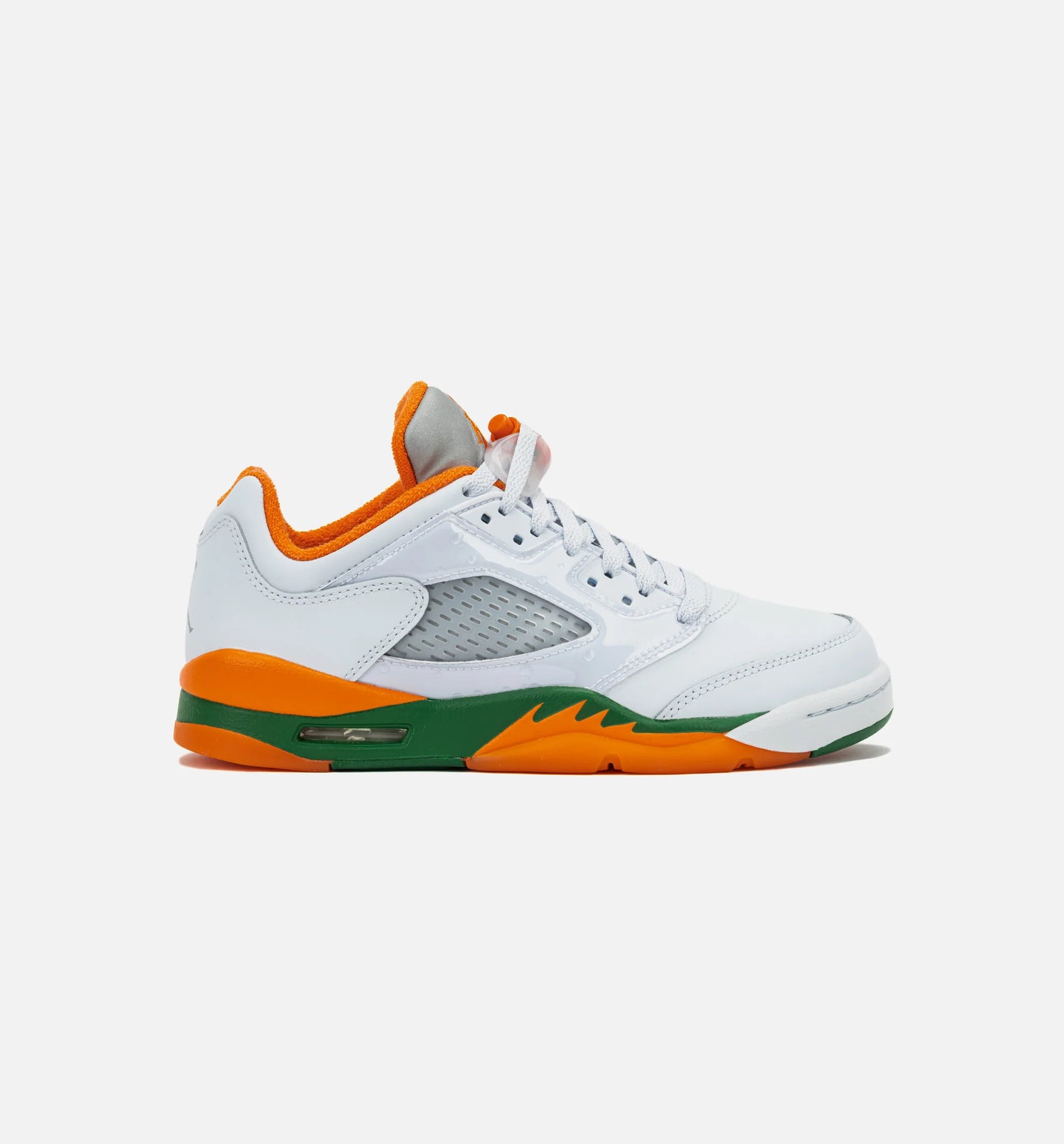 Air Jordan 5 Retro Low Hurricanes Grade School Lifestyle Shoe Football Grey Brilliant Orange Pine Green