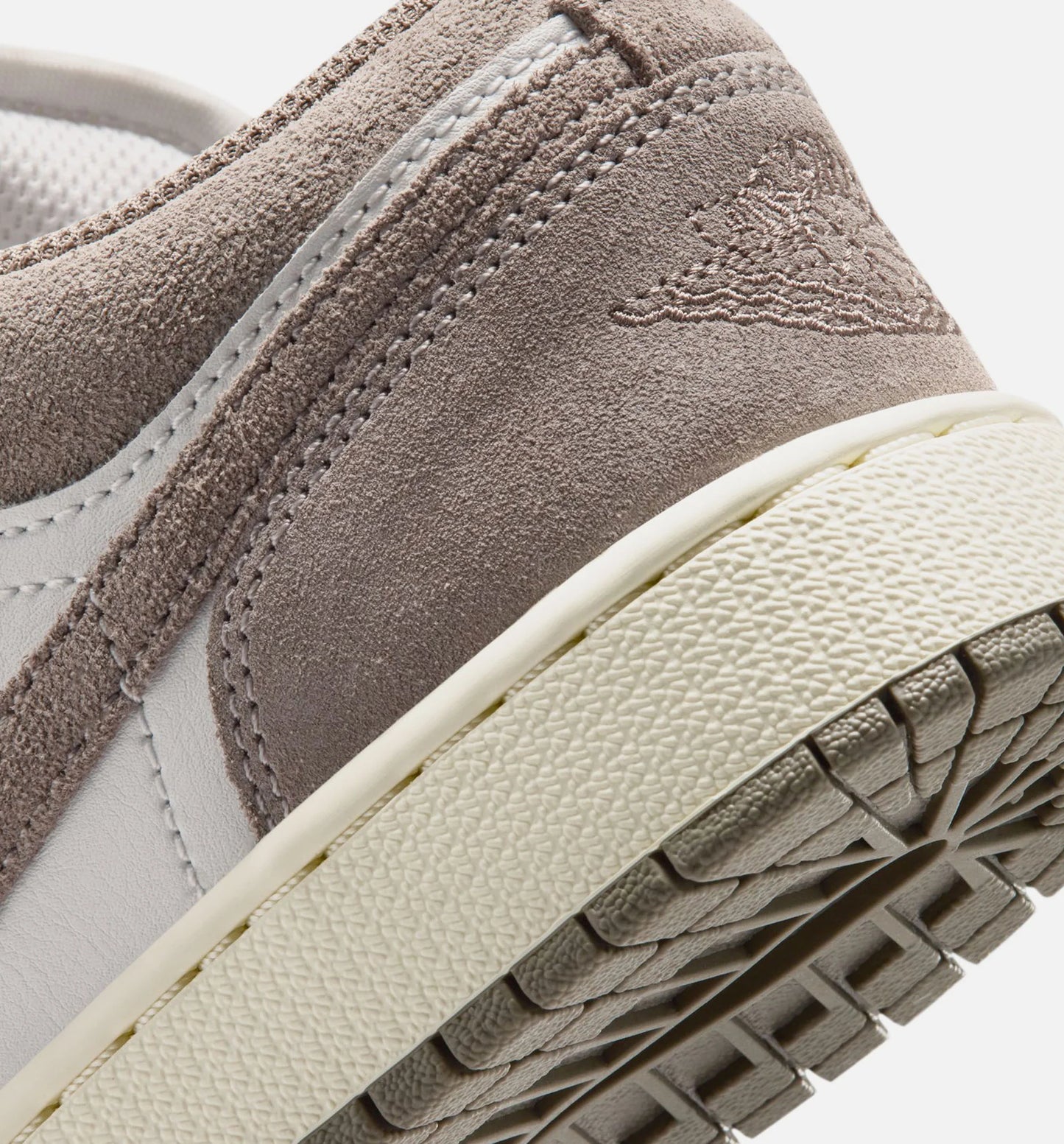 Air Jordan 1 Low Grade School Lifestyle Shoe Olive Grey Enigma Stone Summit White