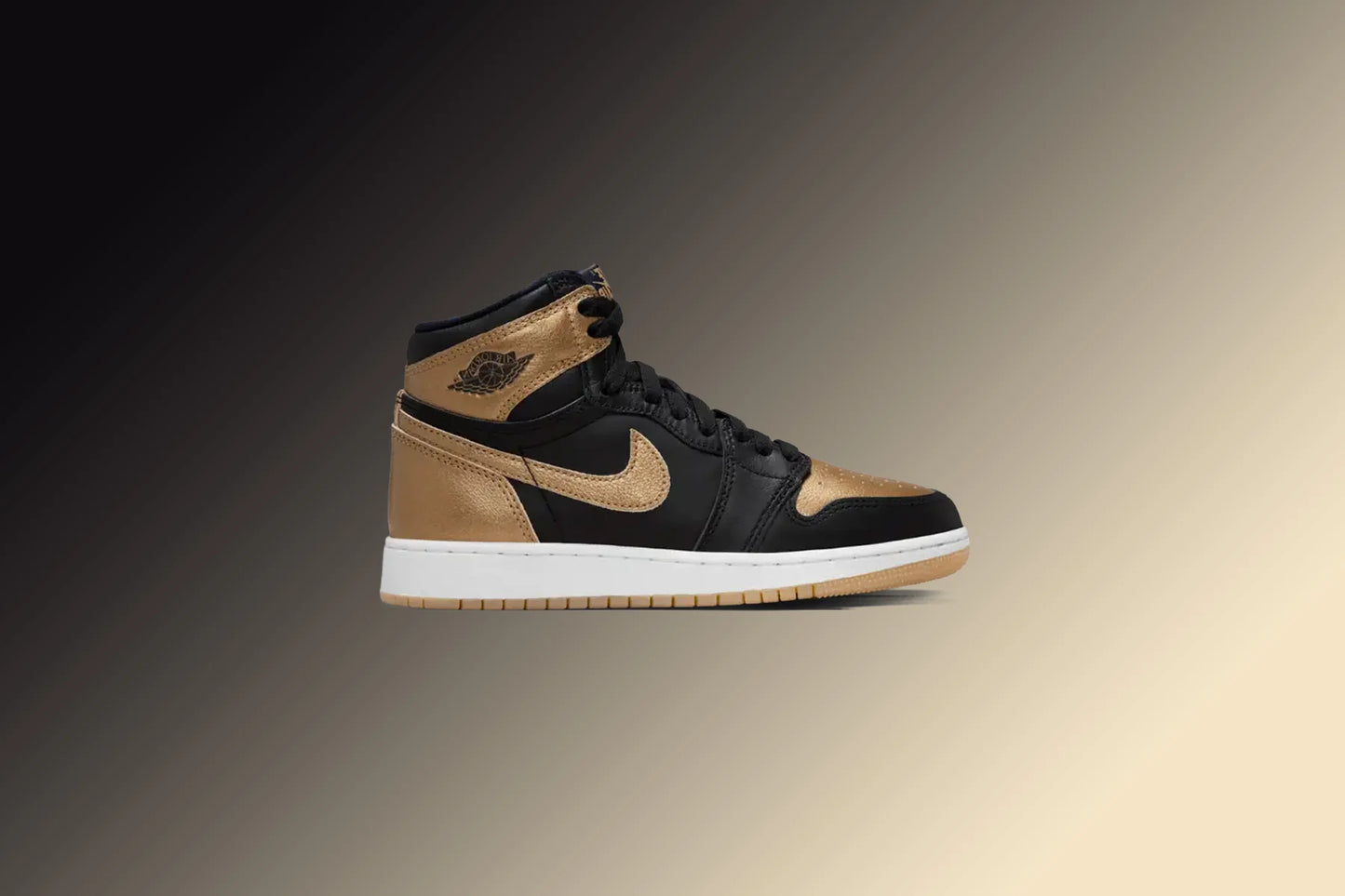 Air Jordan 1 Retro High OG GS Black and Gold Black Metallic Gold Sail