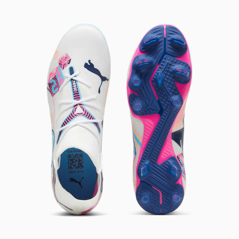 PUMA Future 7 Match Volume UP FG AG Multi Ground Soccer Cleats White Blue Pink