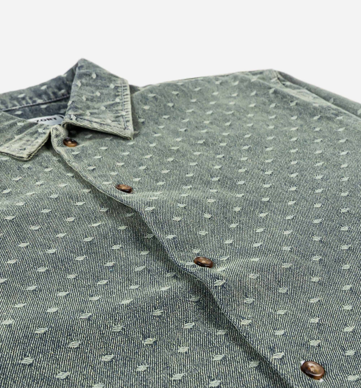 Dobby Button Up Mens Short Sleeve Shirt Blue