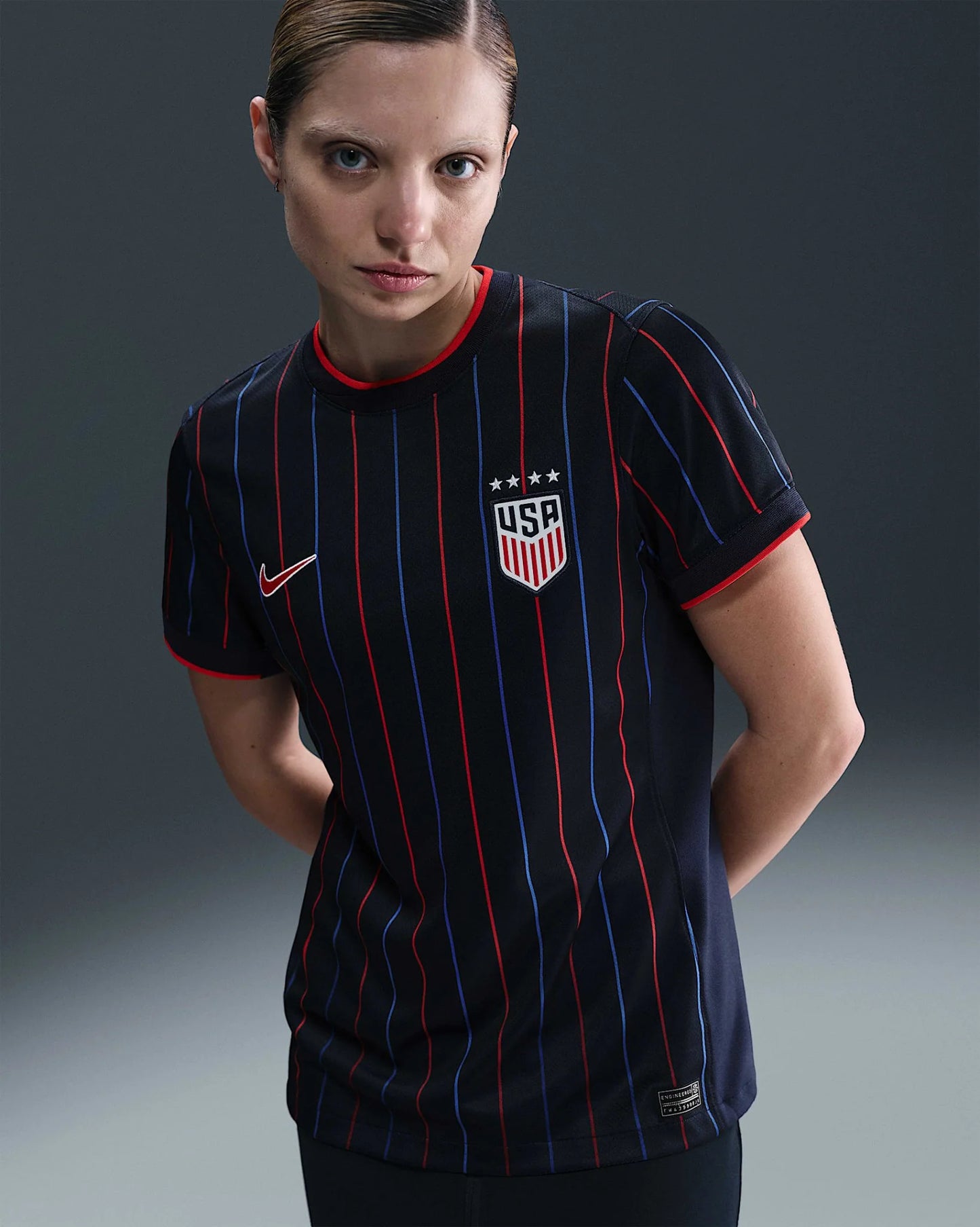 Nike USWNT 2025 Stadium Away Womens Jersey Obsidian Challenge Red Challenge