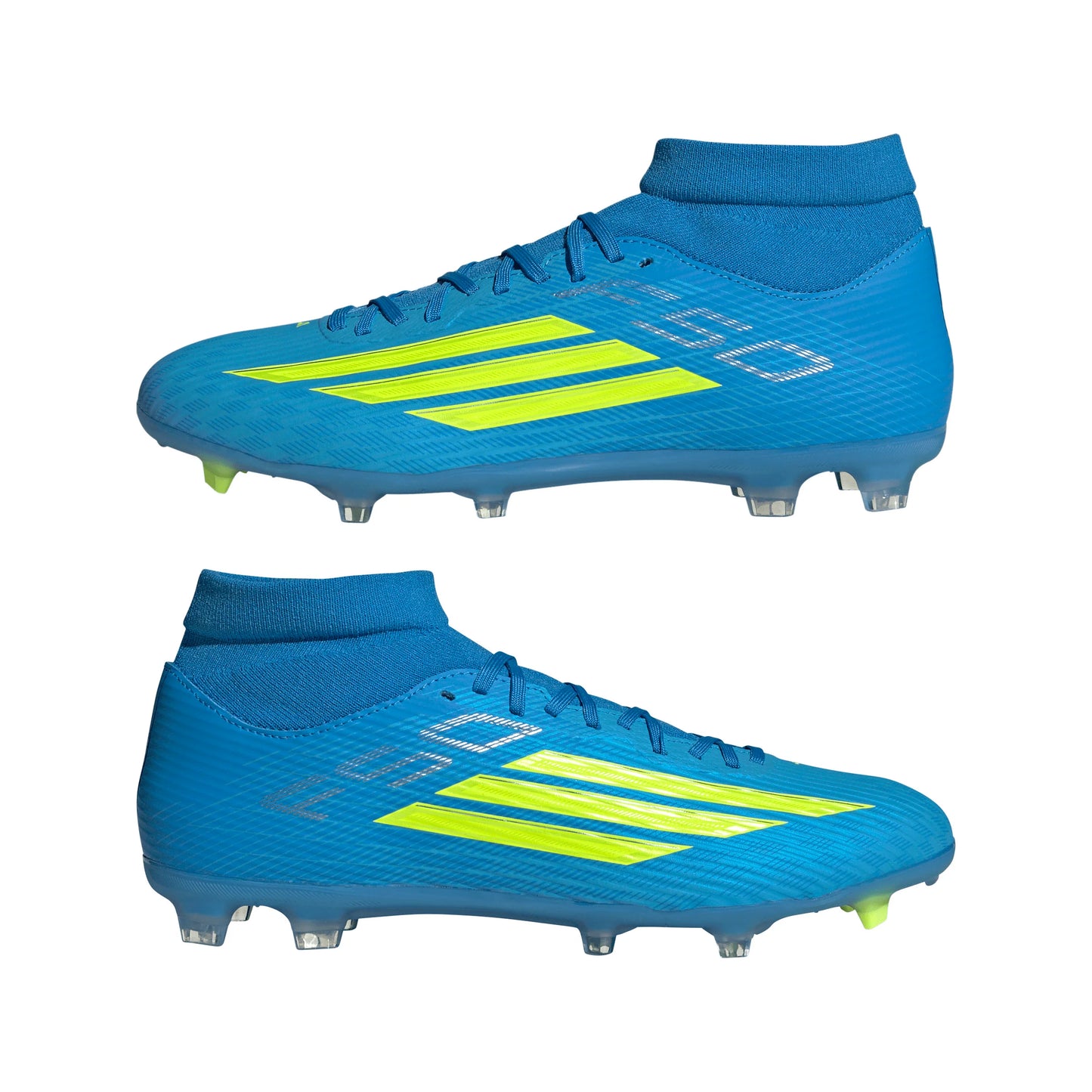 adidas F50 League Mid Cut FG MG Firm Ground Multi Ground Mens Soccer Cleats Blue Yellow Aqua