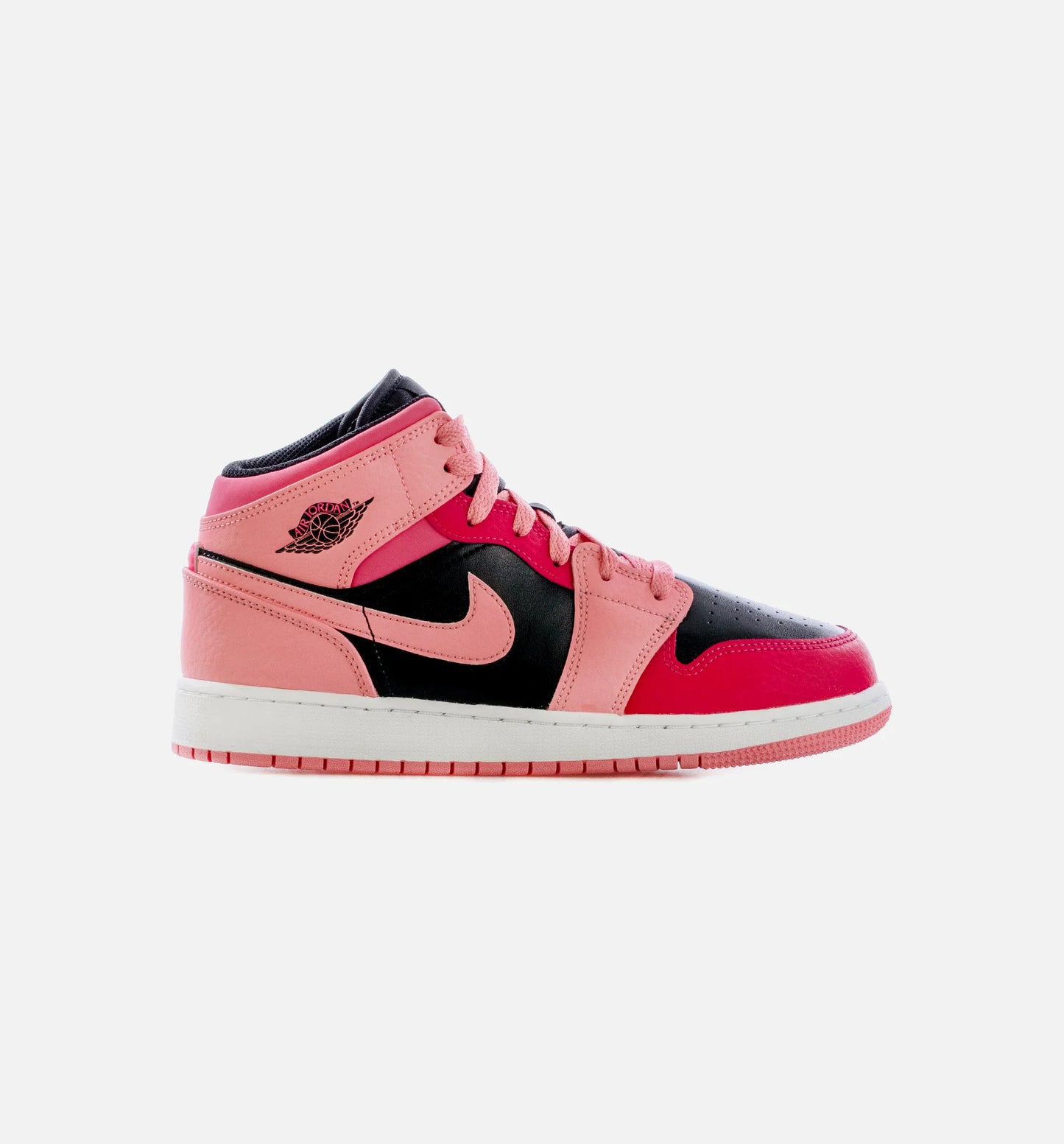 Air Jordan 1 Mid Coral Chalk Grade School Lifestyle Shoe Black Pink