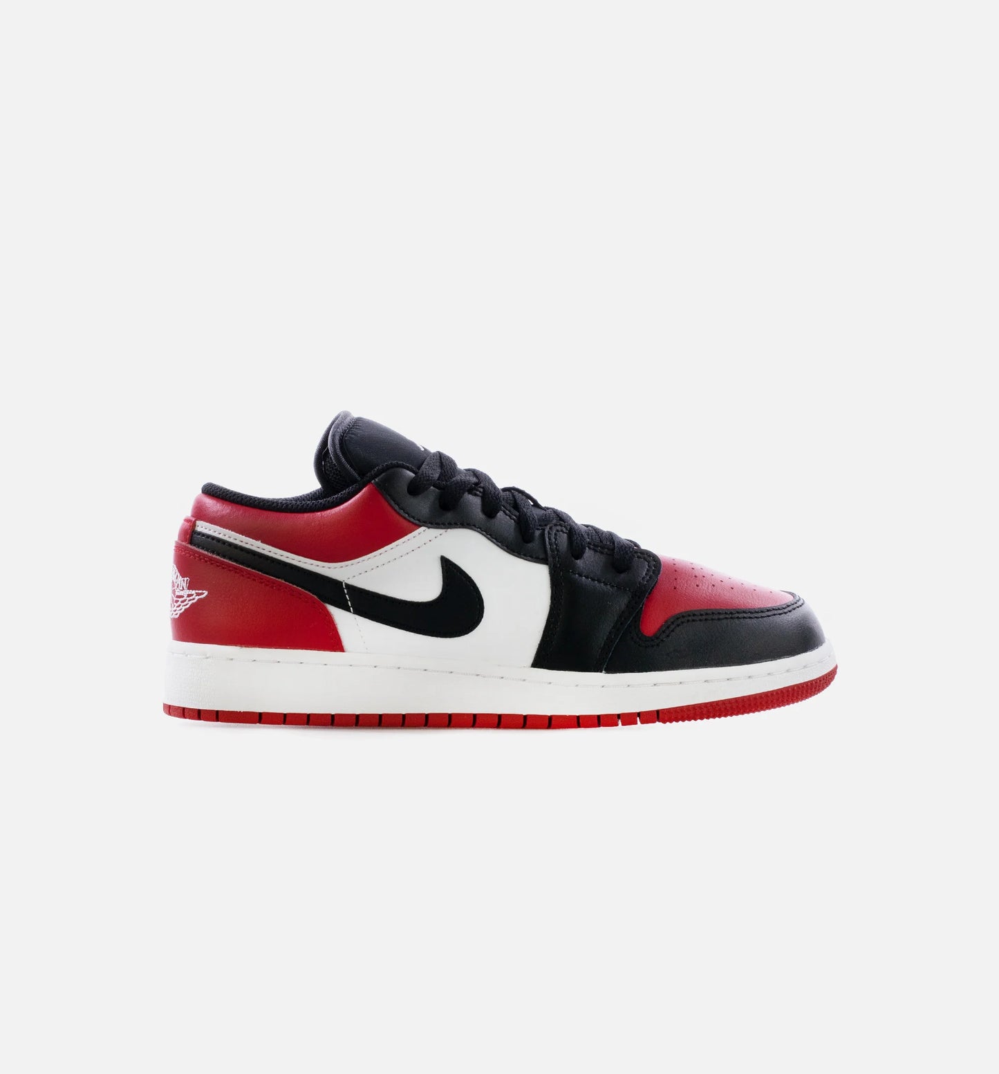 Air Jordan 1 Low Bred Toe Grade School Lifestyle Shoes Red Black Limit One Per Customer