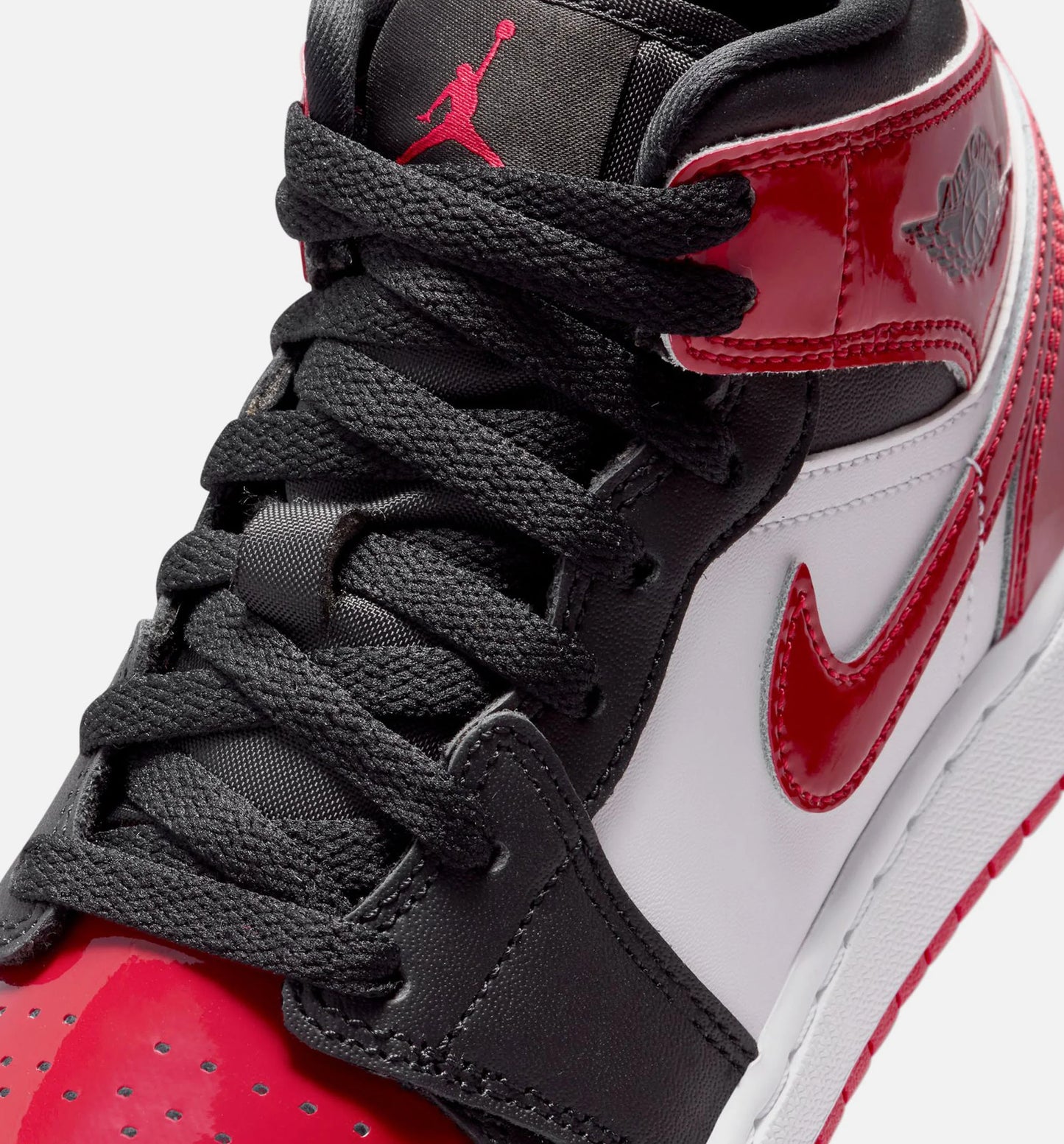 Air Jordan 1 Mid Grade School Lifestyle Shoe Black Varsity Red White