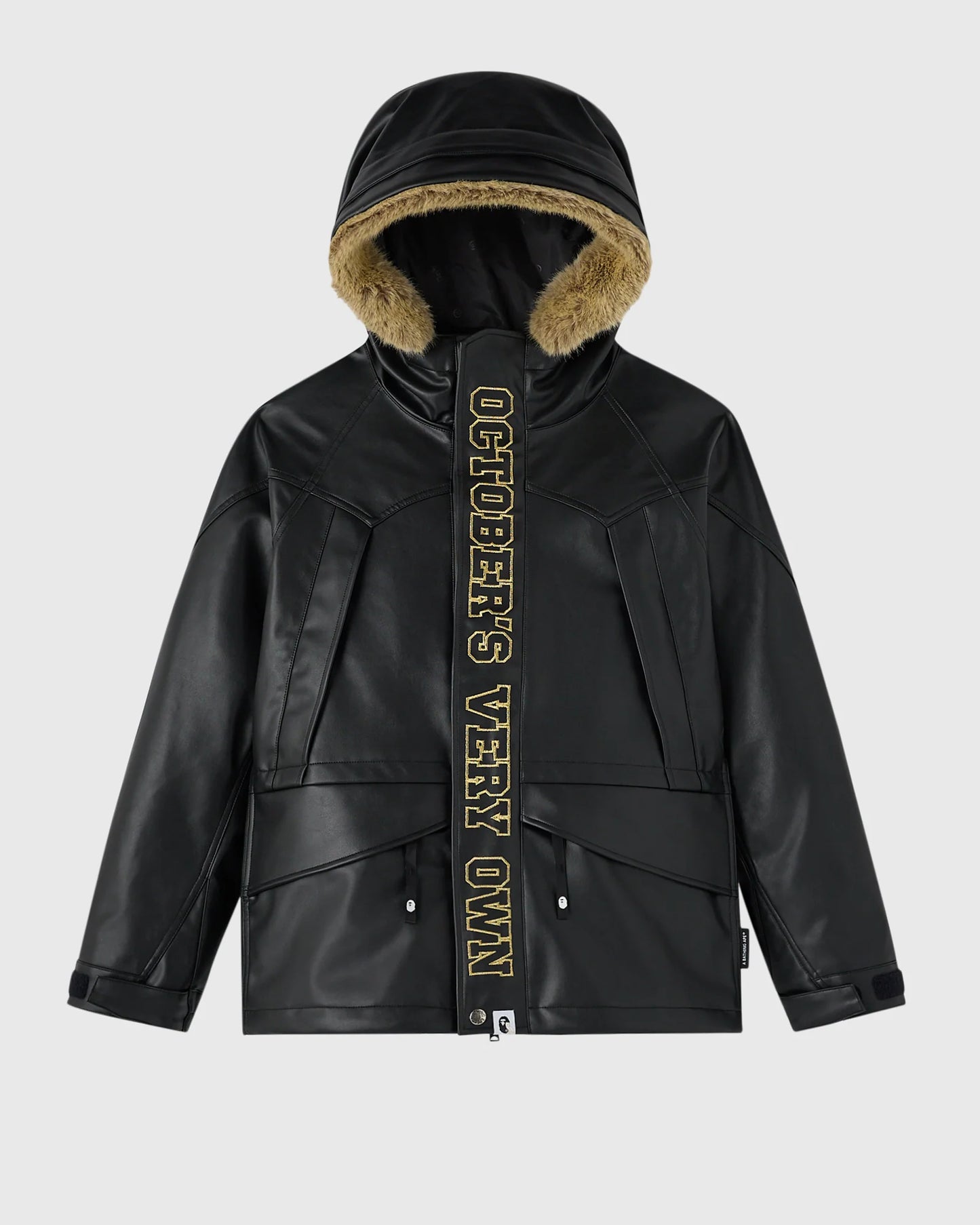 BAPE Faux Leather Snowboard Jacket Black