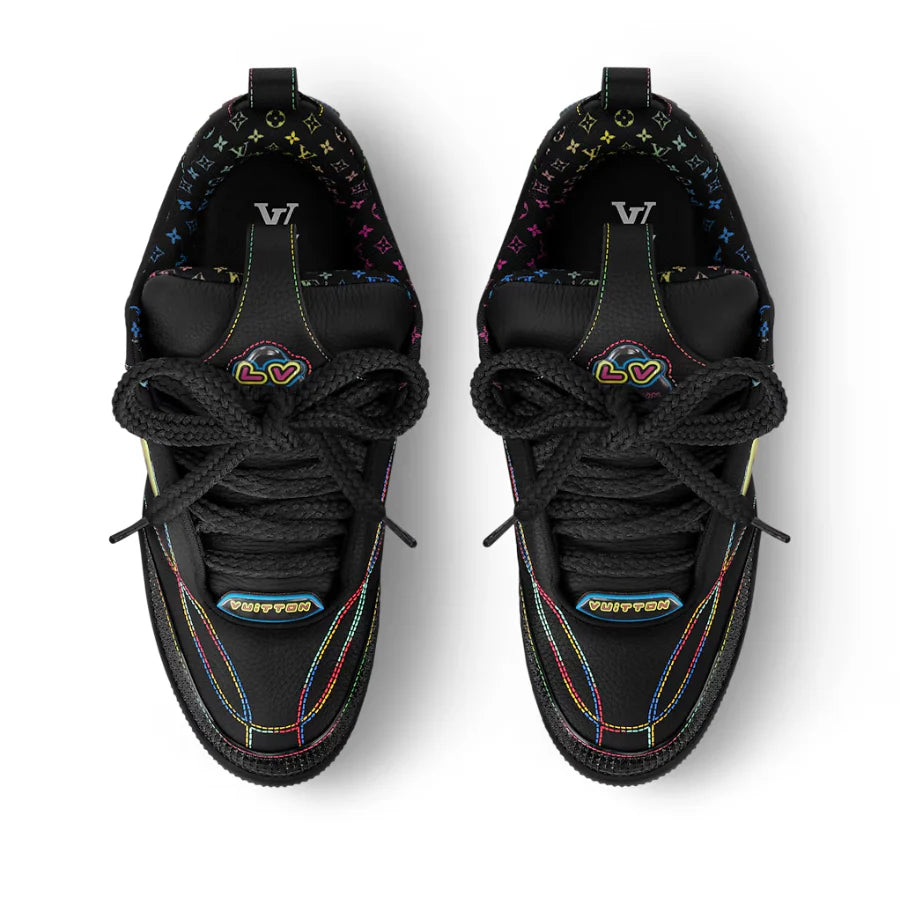 Louis Vuitton LV Skate Sneaker Black Rainbow Monogram Flower