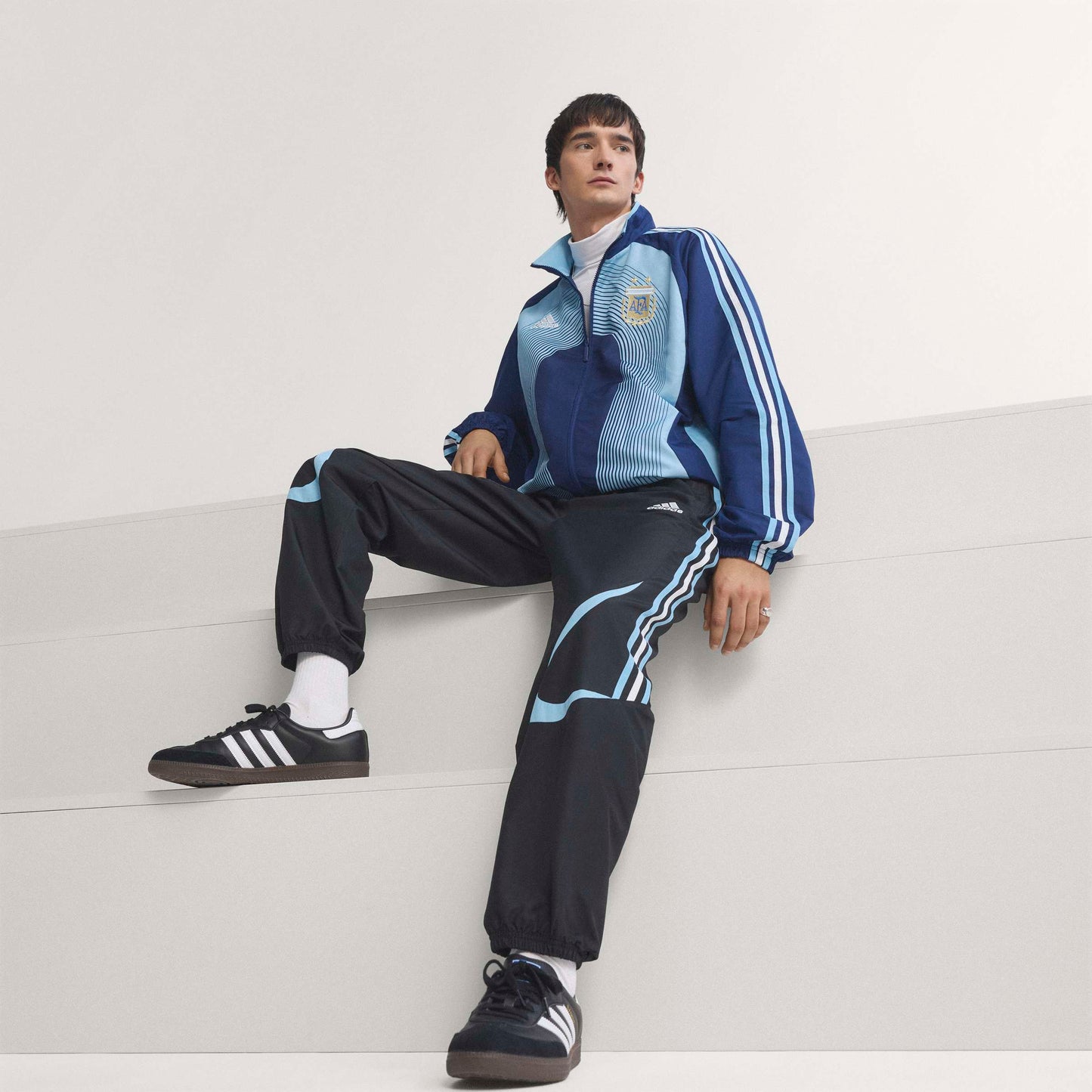 adidas Argentina Mens Soccer Track Pants 2006 Black Blue White