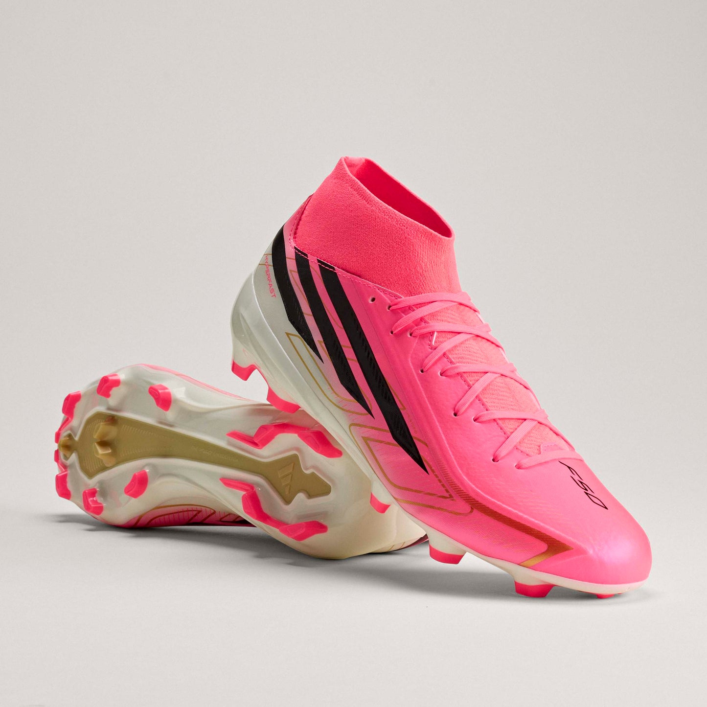 adidas F50 Hyperfast League Mid Firm Ground Mens Soccer Cleats Turquesa Black Gold