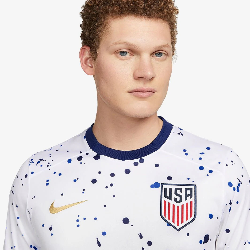 Nike USMNT 2023 Stadium Home Mens Jersey White Metallic Gold
