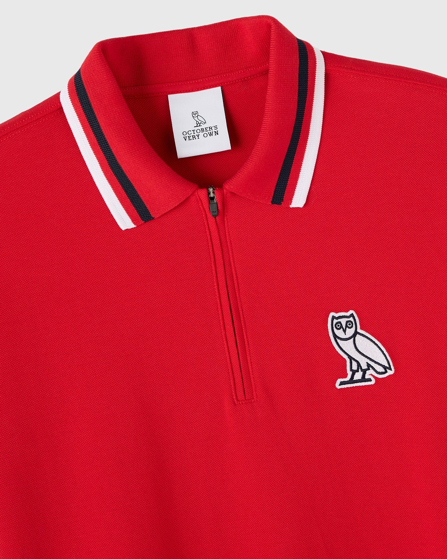 Quarter Zip Short Sleeve Polo Red