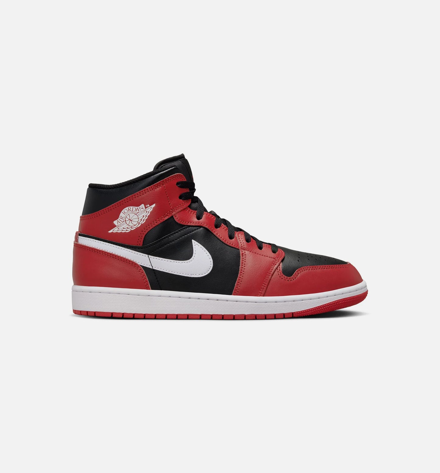Air Jordan 1 Mid Black Gym Red Mens Basketball Shoe Black Gym Red White
