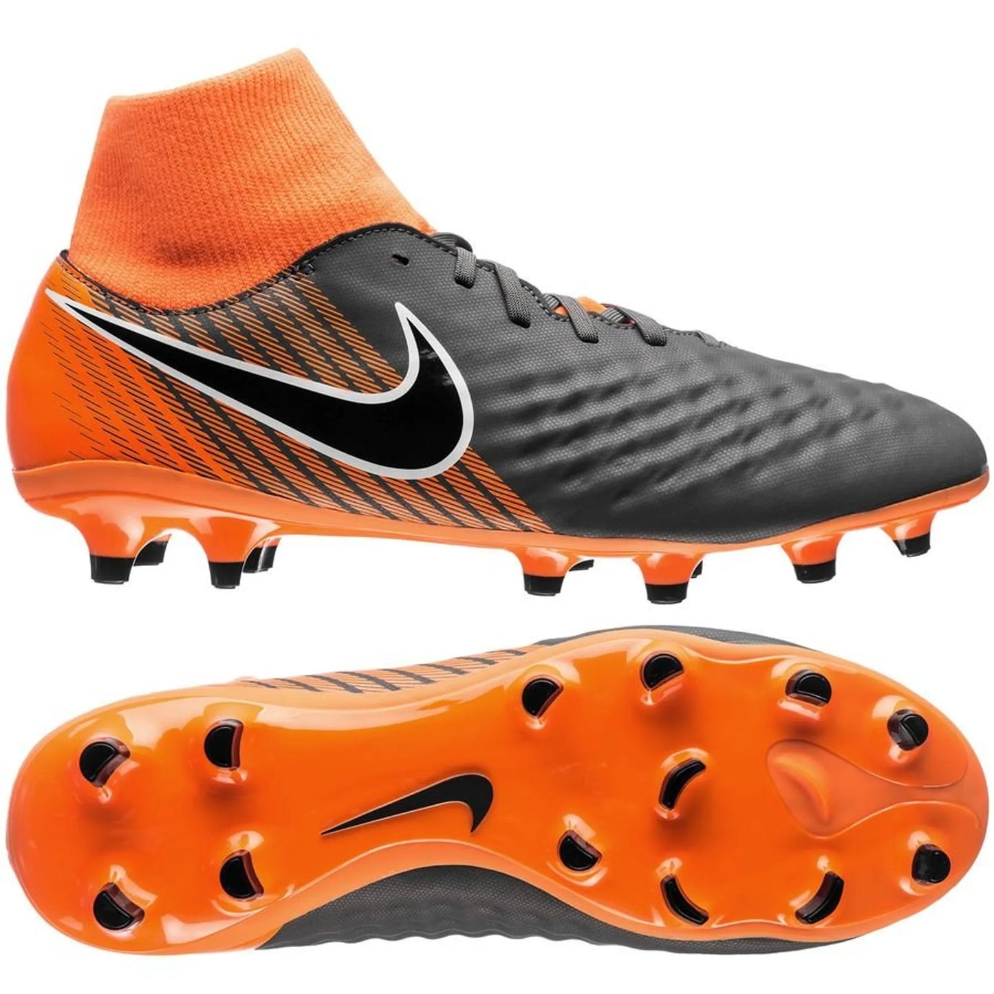 Nike Magista Obra 2 Academy DF FG Firm Ground Soccer Cleats Dark Grey Black Total Orange