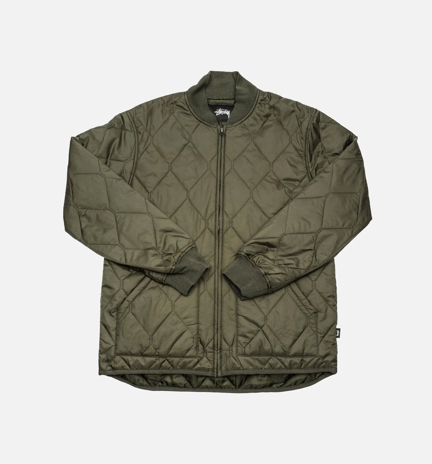 Stussy Quilted Military Mens Jacket Olive