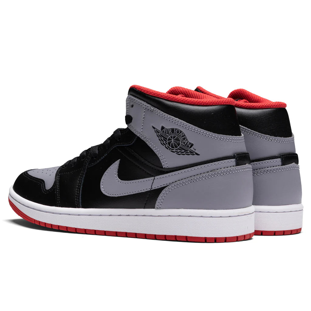 Air Jordan 1 Mid Black Cement Grey Fire Red