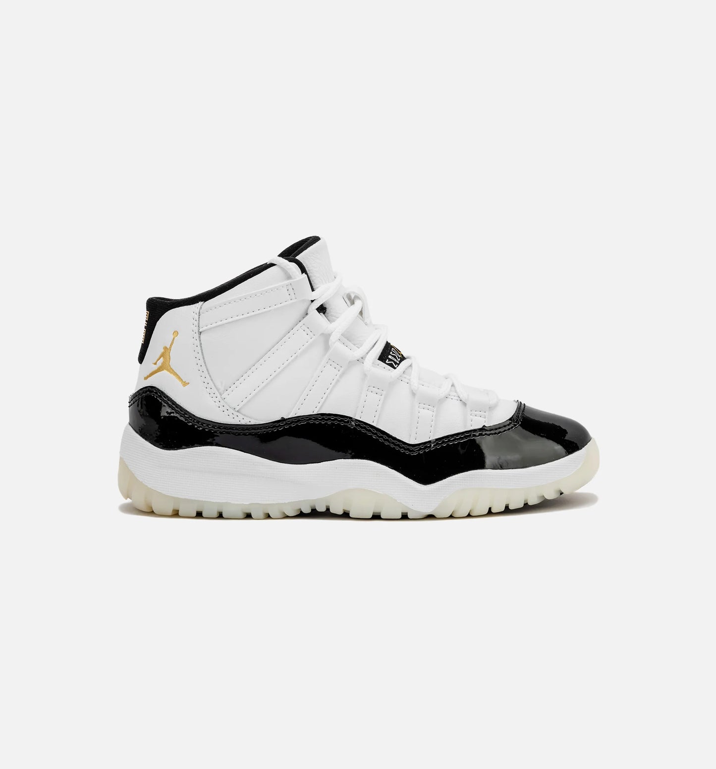 Air Jordan 11 Retro Gratitude Preschool Lifestyle Shoe White Black Metallic Gold