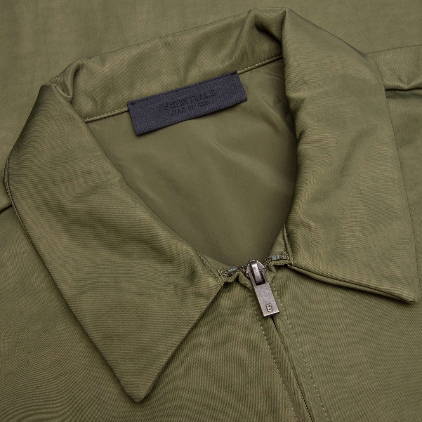 Textured Nylon Trucker Jacket Military