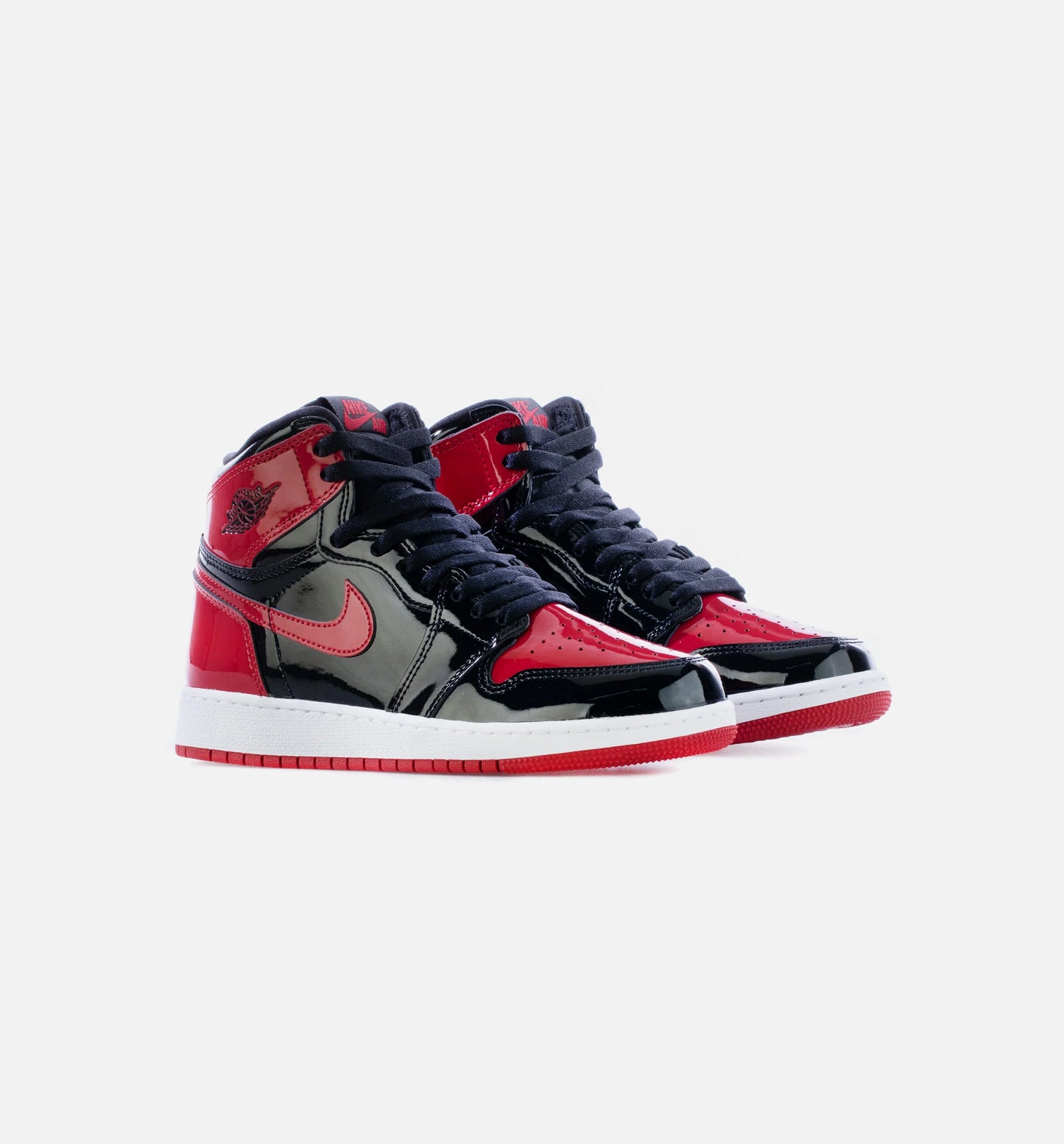 Air Jordan 1 High OG Patent Bred Grade School Lifestyle Shoe Black White Varsity Red Limit One Per Customer