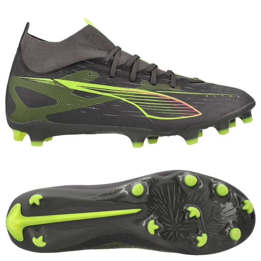 PUMA 5 Match FG AG Womens Firm Multi Ground Soccer Cleats Matte Aged Silver Yellow Alert Aged Silver
