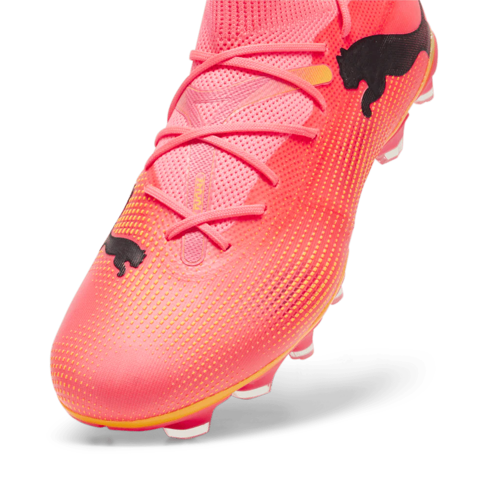 PUMA Future 7 Match FG AG Multi Ground Soccer Cleats Sunset Glow Black Sun Stream