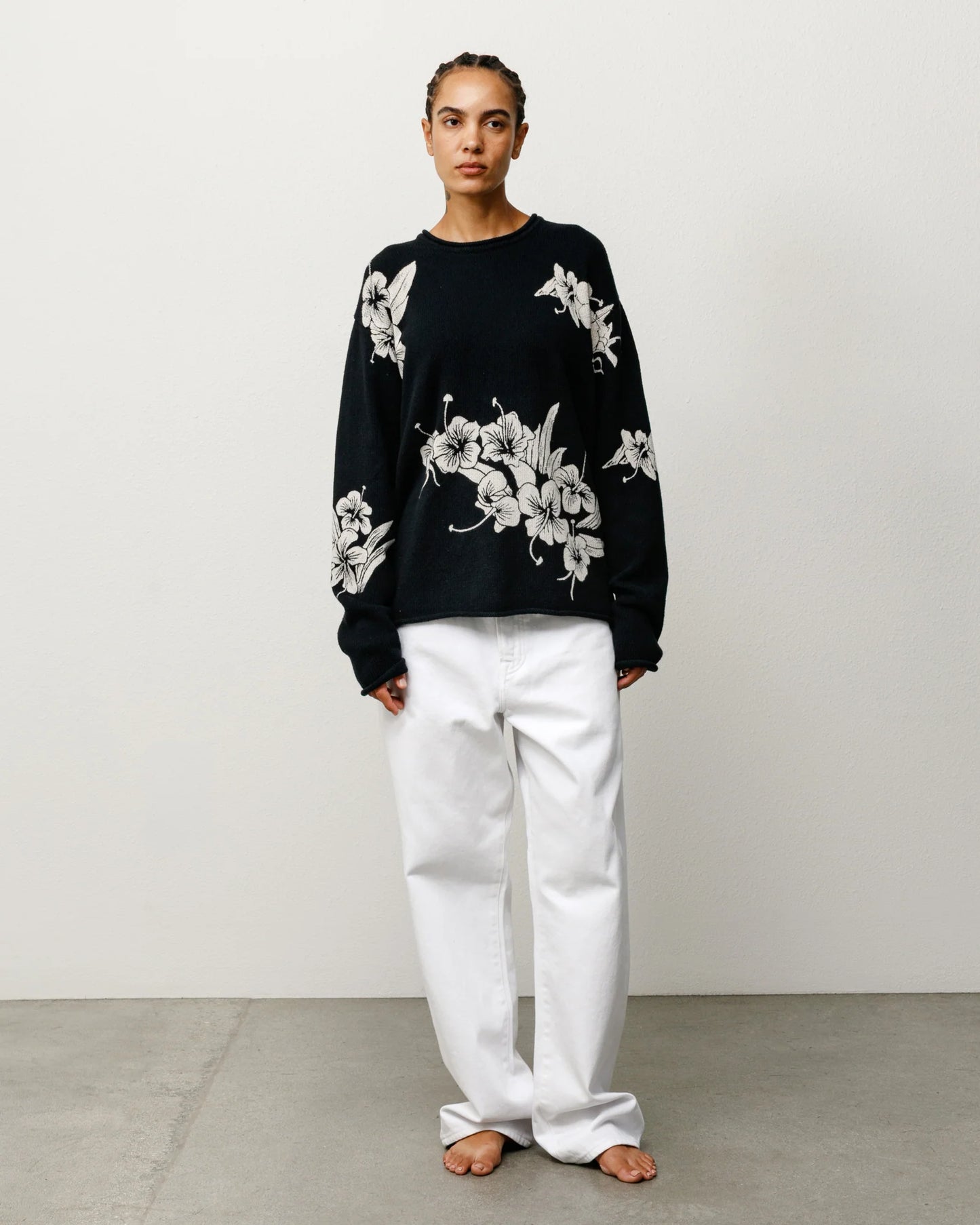 FLORAL ROLL NECK SWEATER