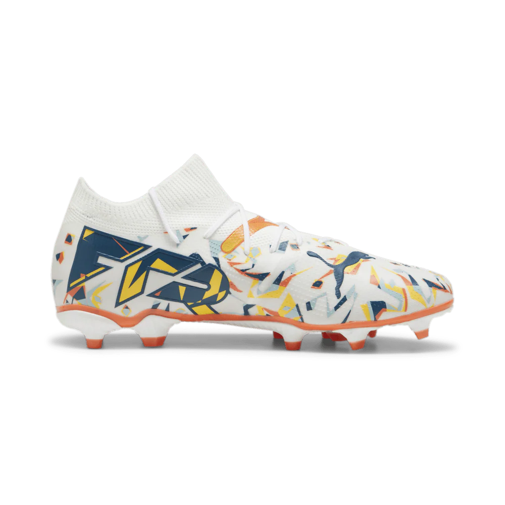 PUMA Future 7 Match Creativity FG AG Multi Ground Soccer Cleats White Ocean Tropic Turquoise Surf Hot Heat Sun Stream