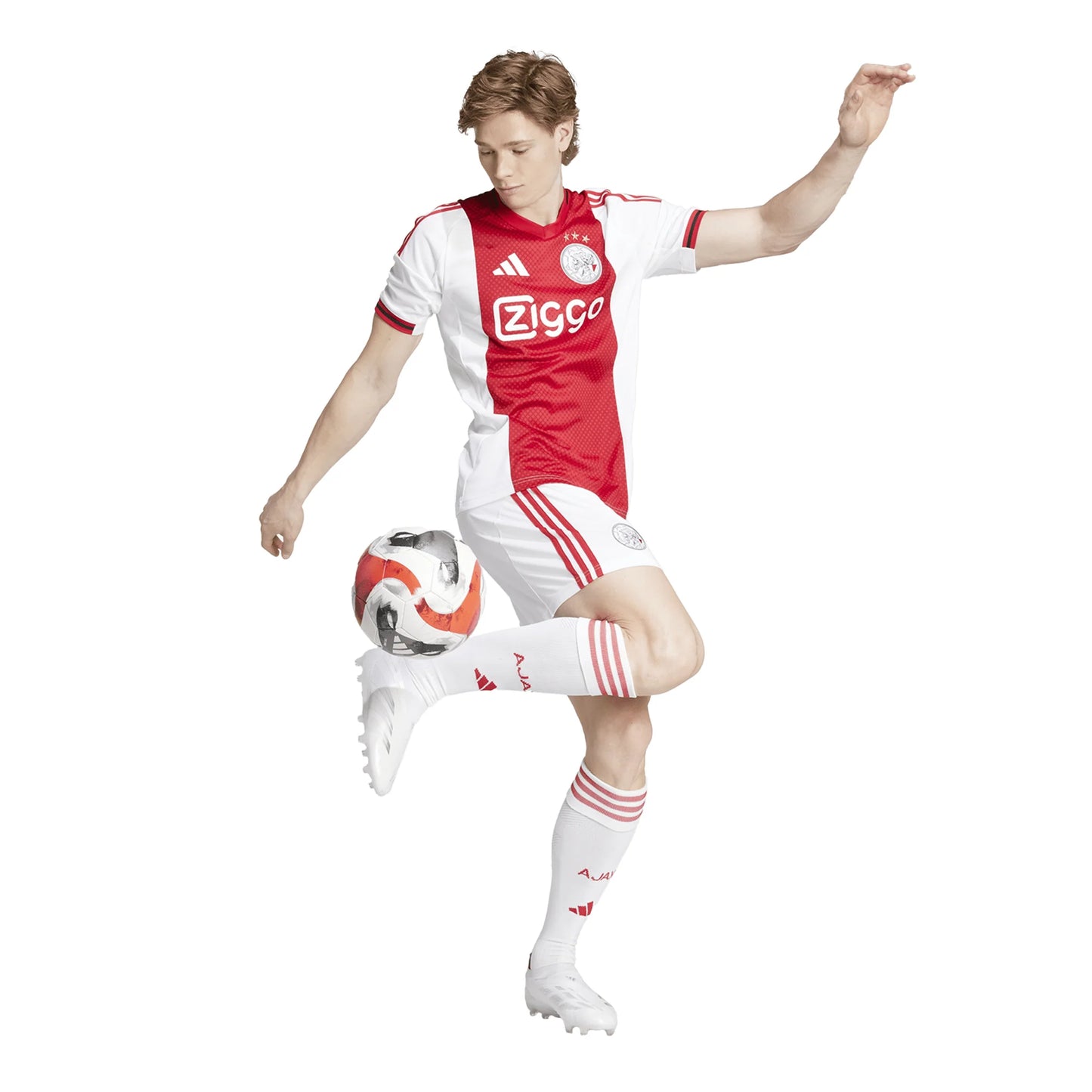 adidas Mens Ajax Amsterdam Home Jersey 25 26 White Red