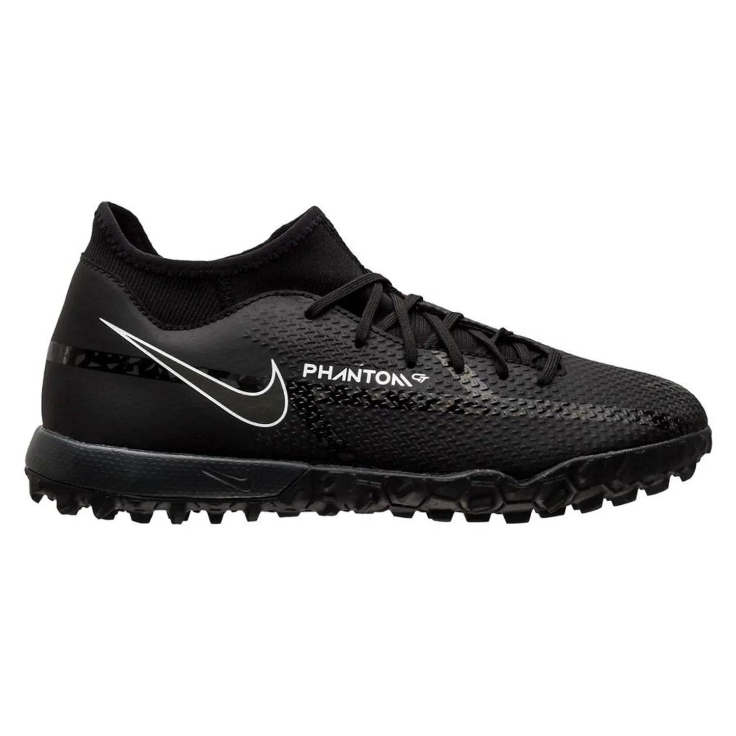 Nike Phantom GT2 Academy DF TF Turf Soccer Cleats Black Smoke Grey White