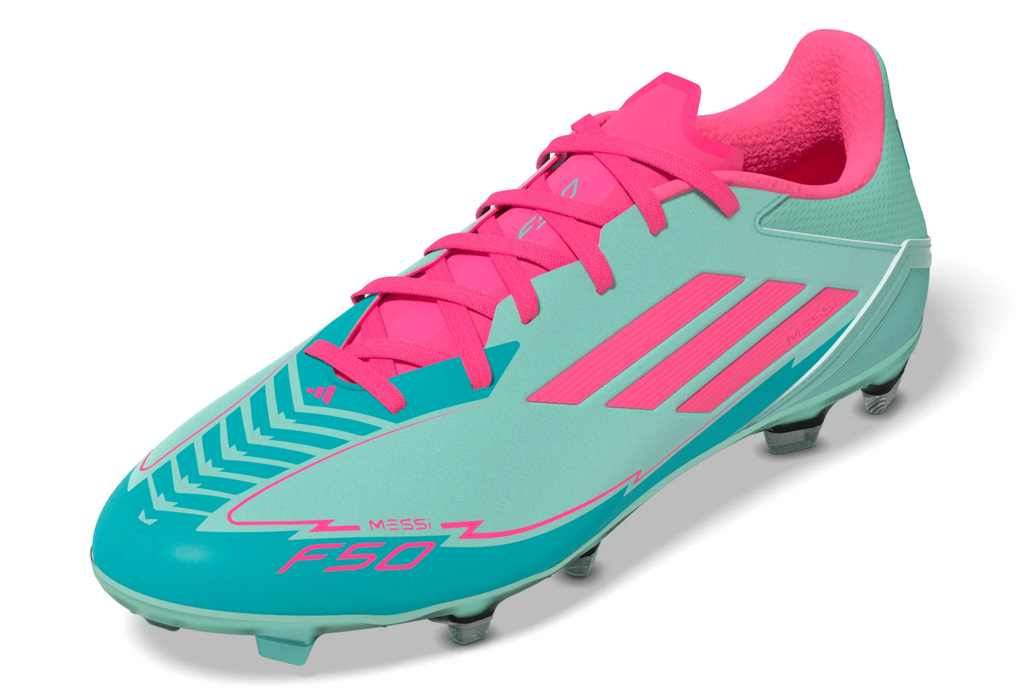 adidas F50 League Messi Firm Multi Ground Soccer Cleats Flash Aqua Lucid Pink Lucid Cyan