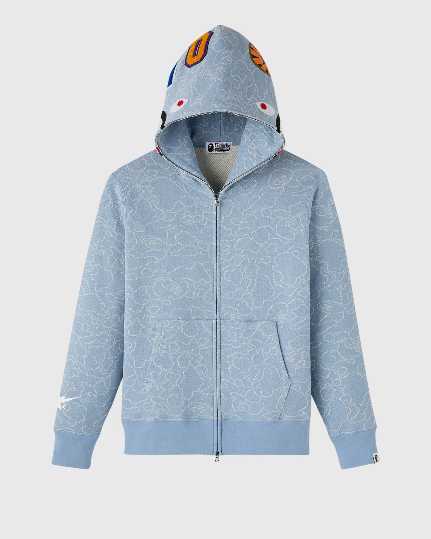 BAPE Neon 1st Camo Shark Full Zip Hoodie Light Indigo