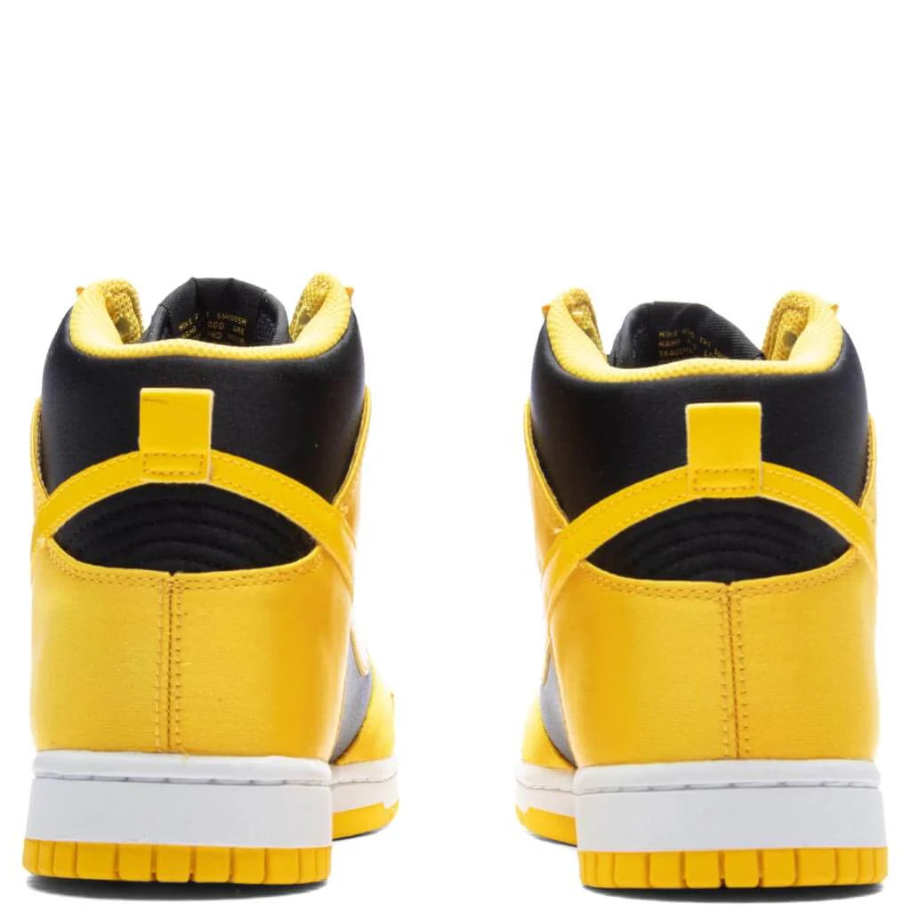 Womens Dunk High Golden Rod Satin Black Varsity Maize White