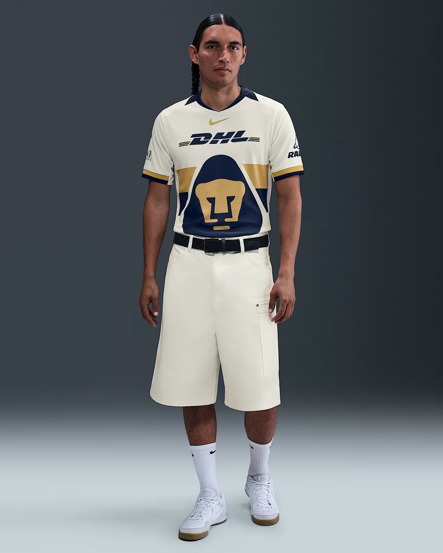 Nike UNAM PUMAS 2025 26 Mens Stadium Home Jersey Sail Club Gold