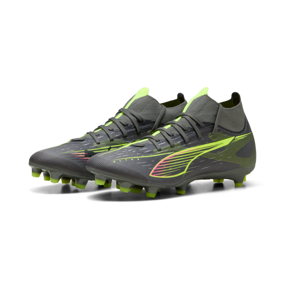 PUMA 5 Match FG AG Womens Firm Multi Ground Soccer Cleats Matte Aged Silver Yellow Alert Aged Silver