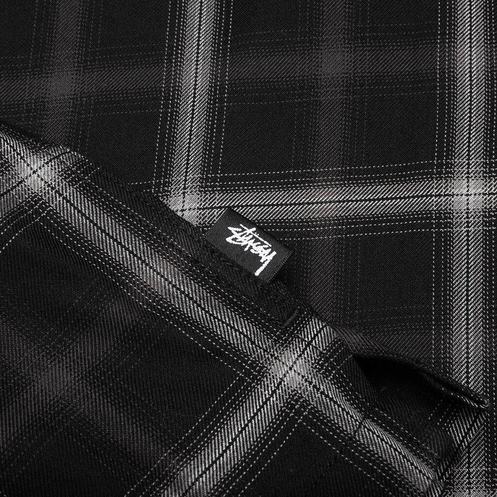 Shadow Plaid Rayon Shirt Black