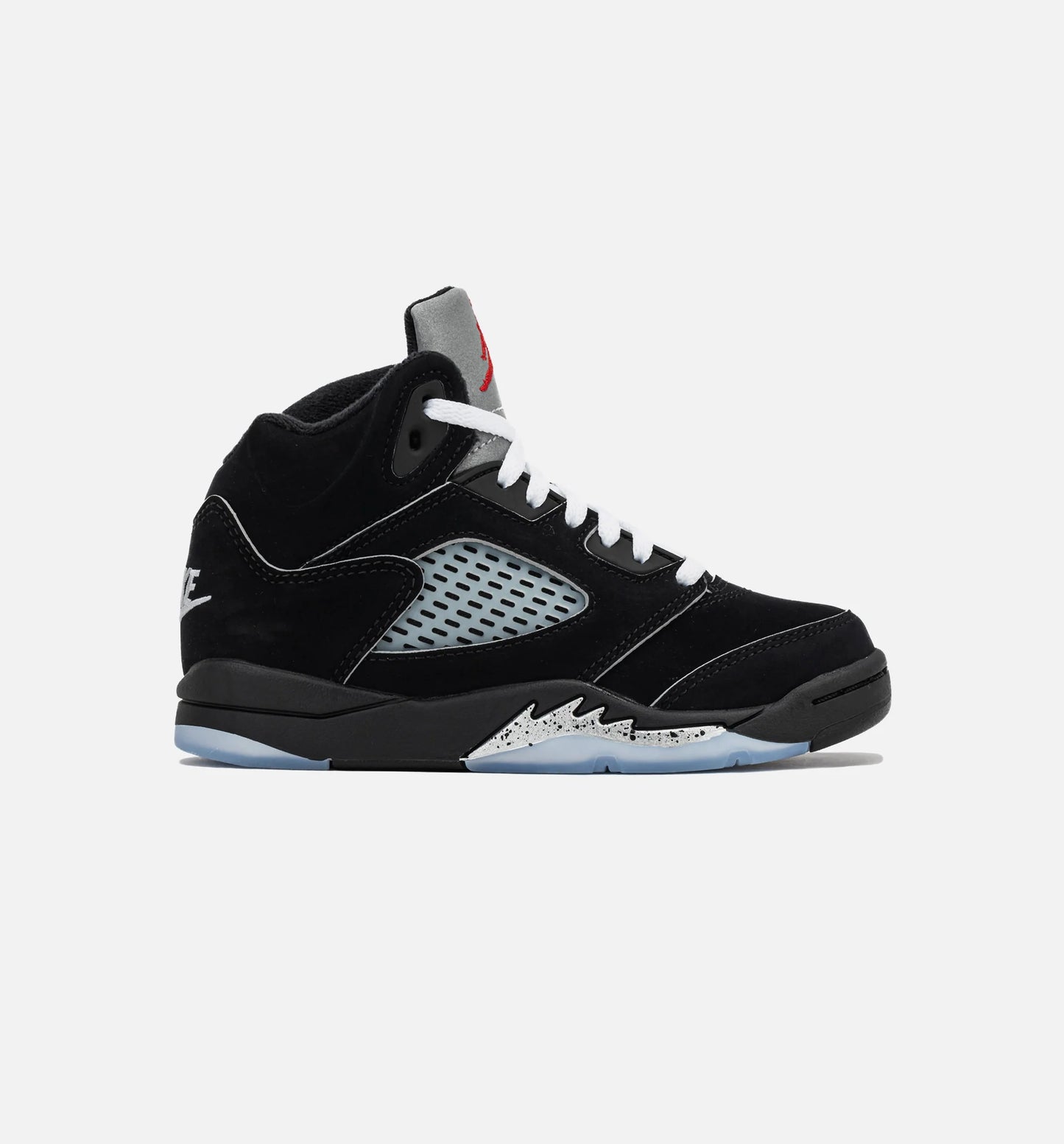 Air Jordan 5 Retro Reimagined Preschool Lifestyle Shoe Black White Metallic Silver Fire Red
