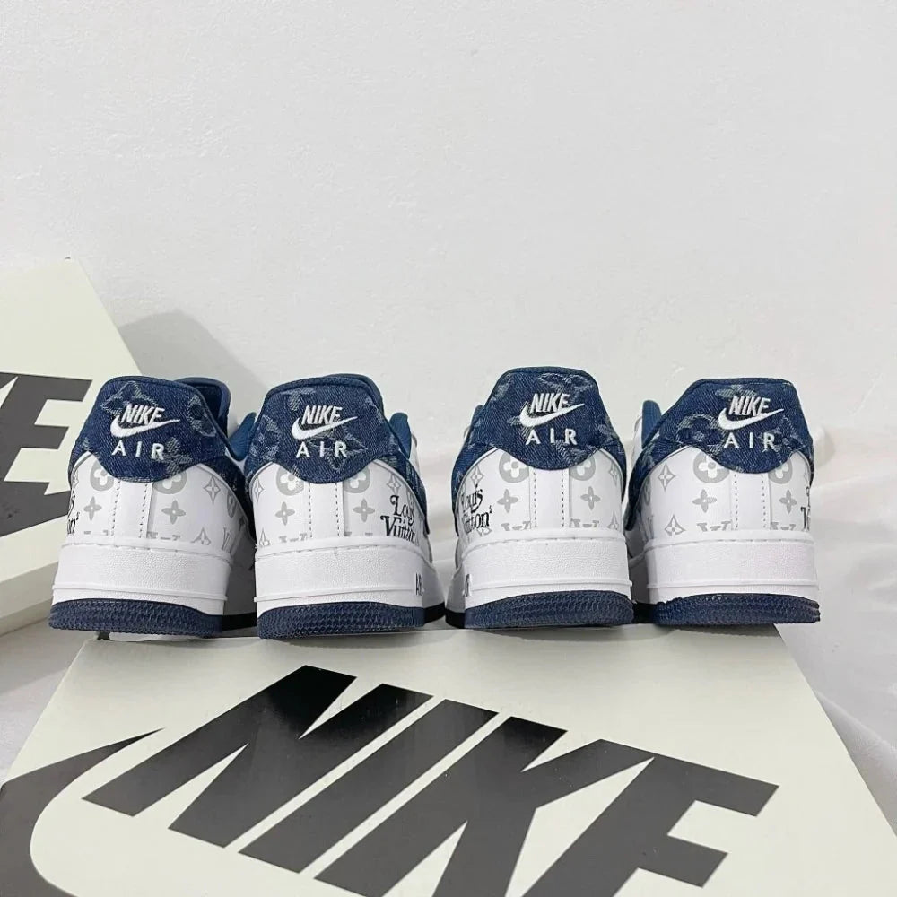 Louis Vuitton x Nike Air Force 1 White Navy Monogram Custom