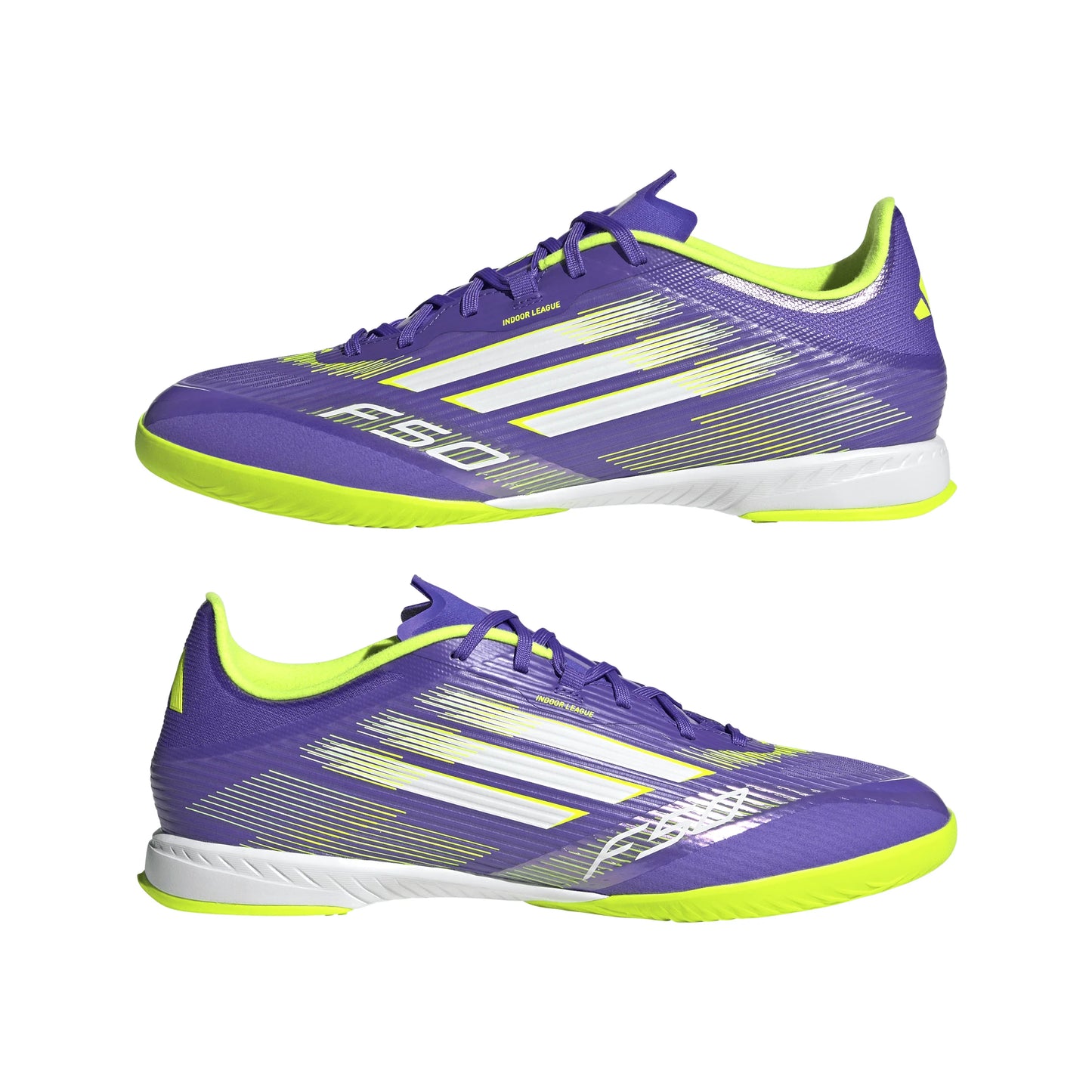 adidas F50 League Indoor Soccer Shoes Purple White Lemon