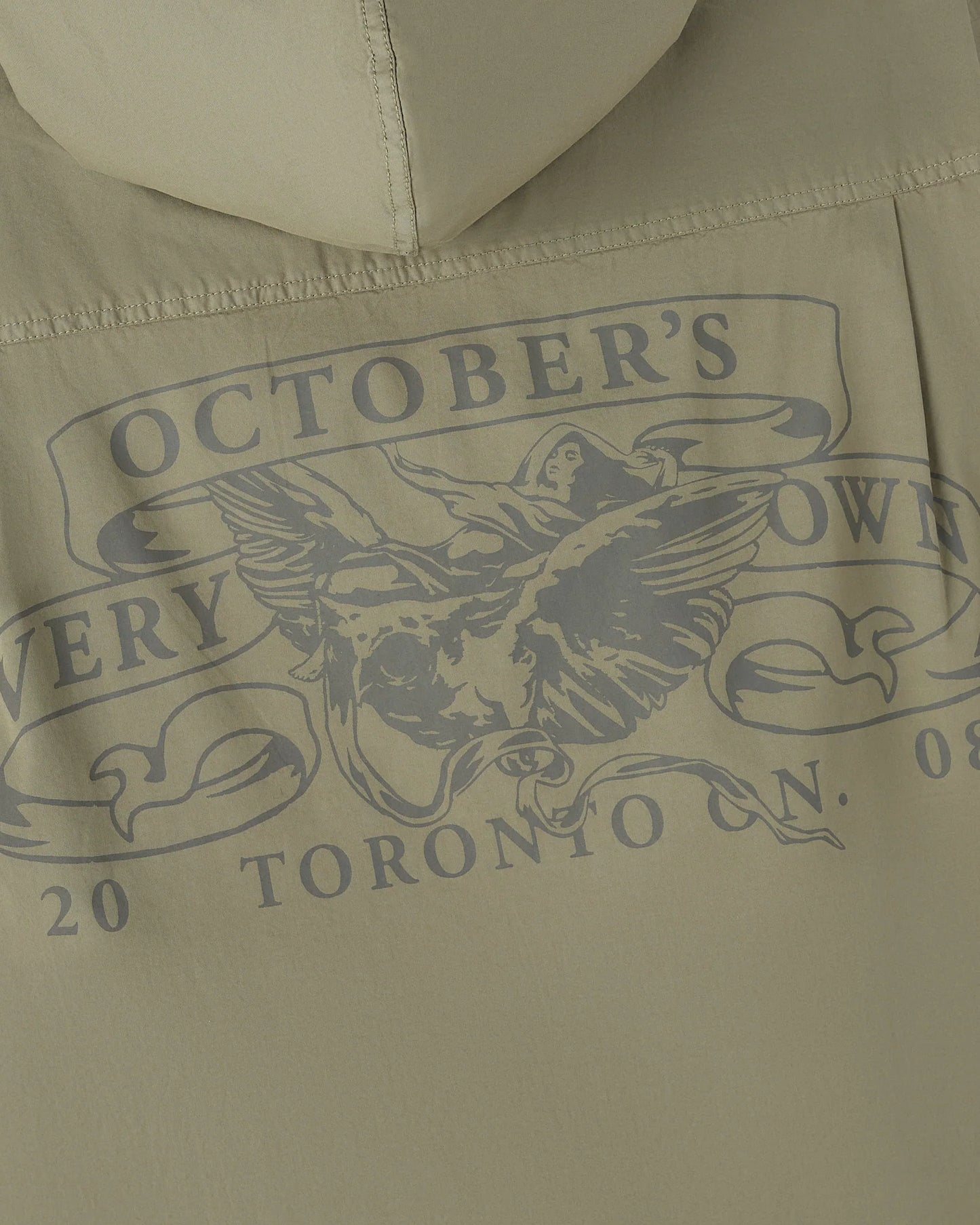 Hooded Button Up Shirt Olive Green