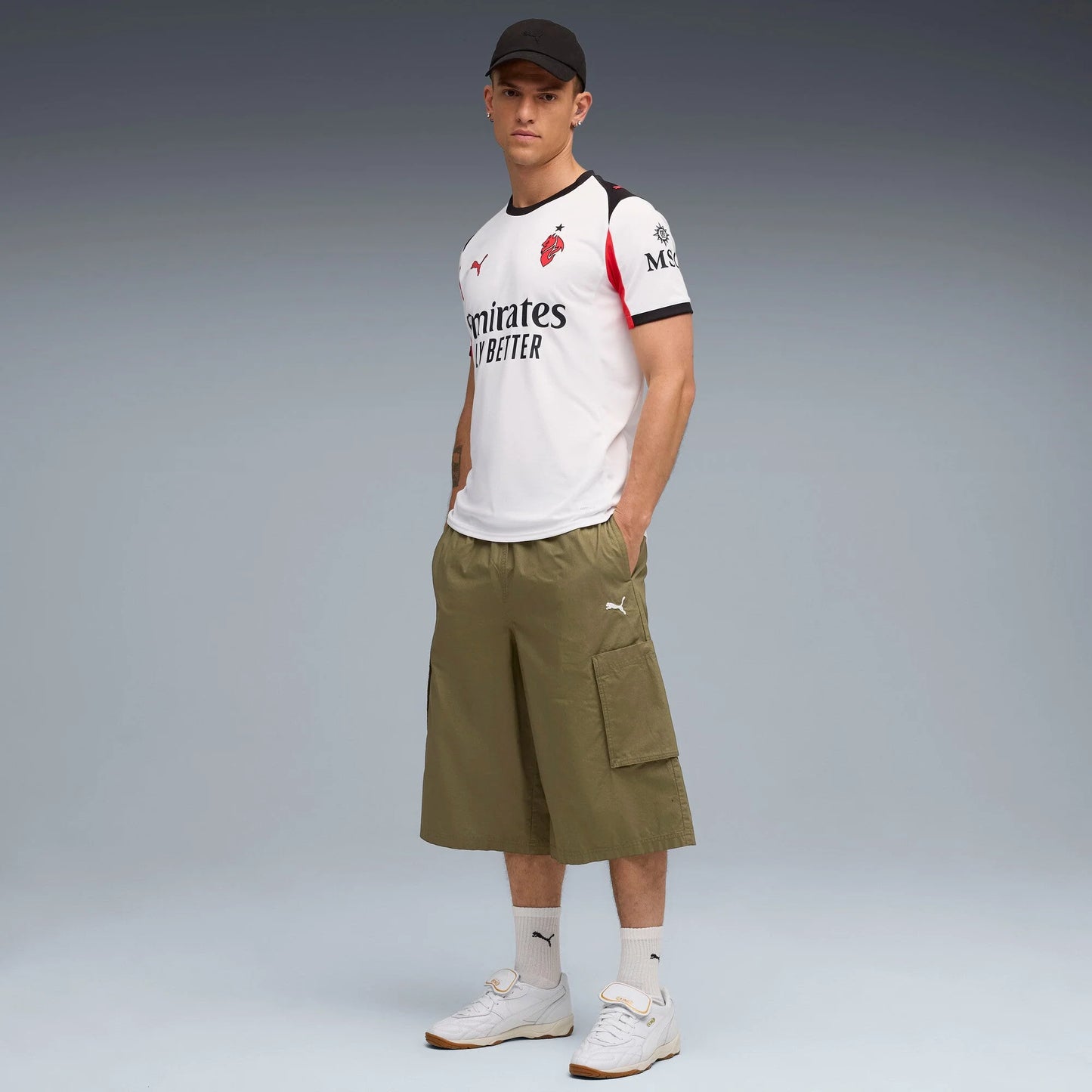 PUMA Mens AC Milan Away Soccer Jersey 25 White Red