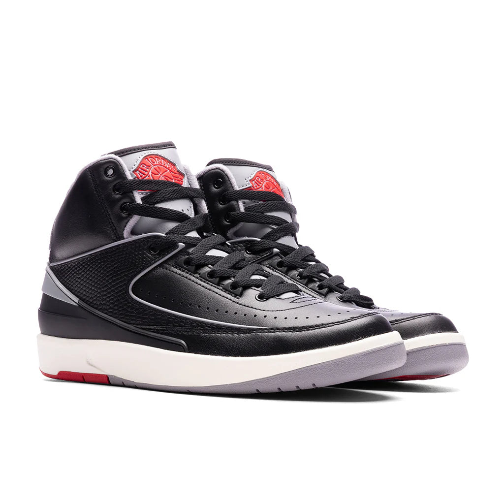 Air Jordan 2 Retro GS Black Cement Black Cement Grey Fire Red