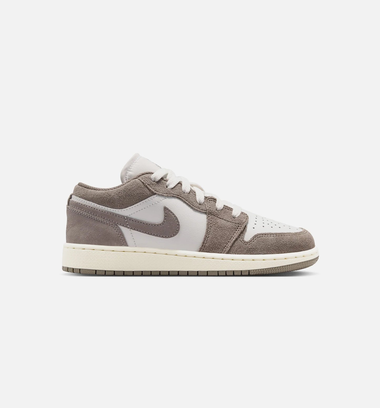 Air Jordan 1 Low Grade School Lifestyle Shoe Olive Grey Enigma Stone Summit White