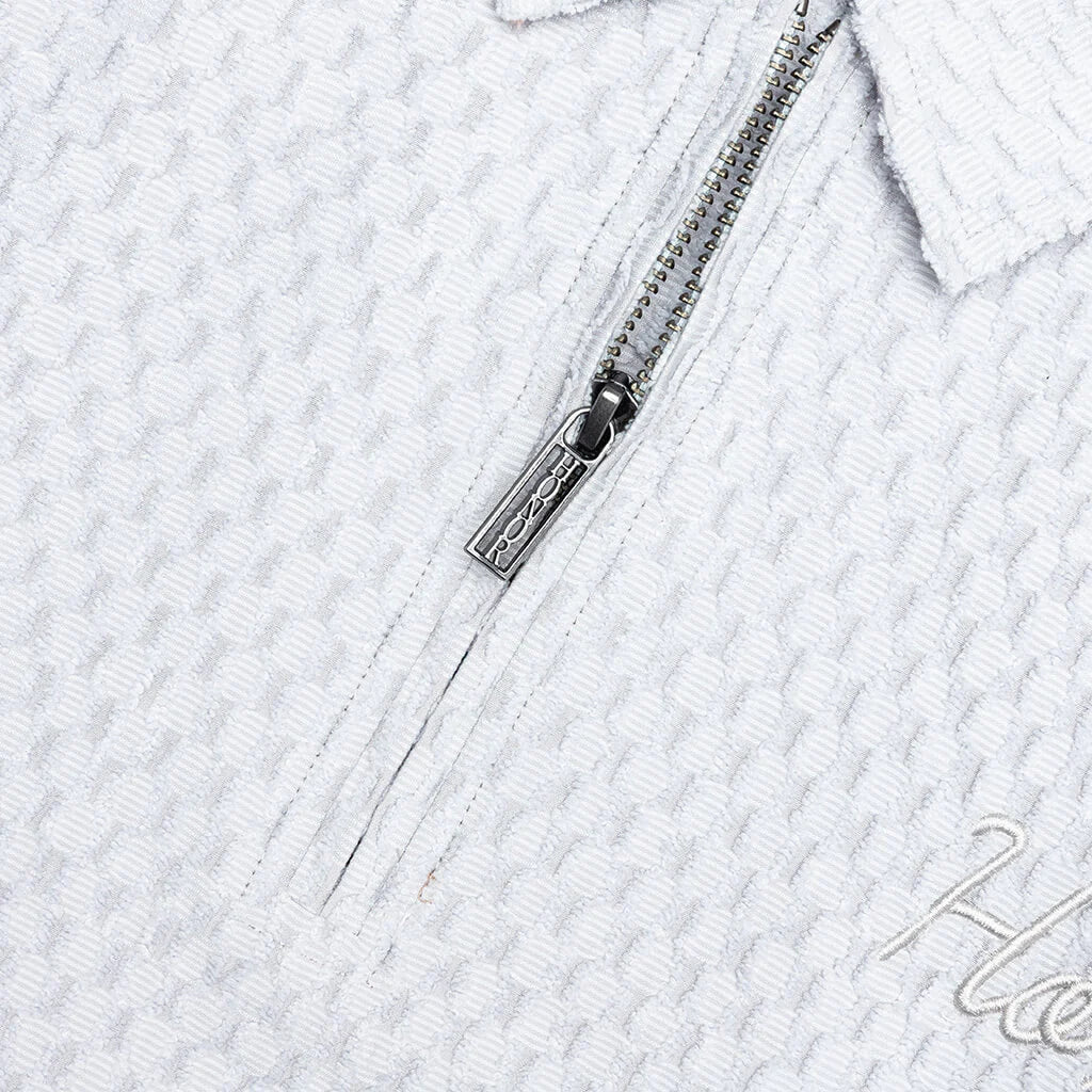 Textured Knit Quarter Zip Grey