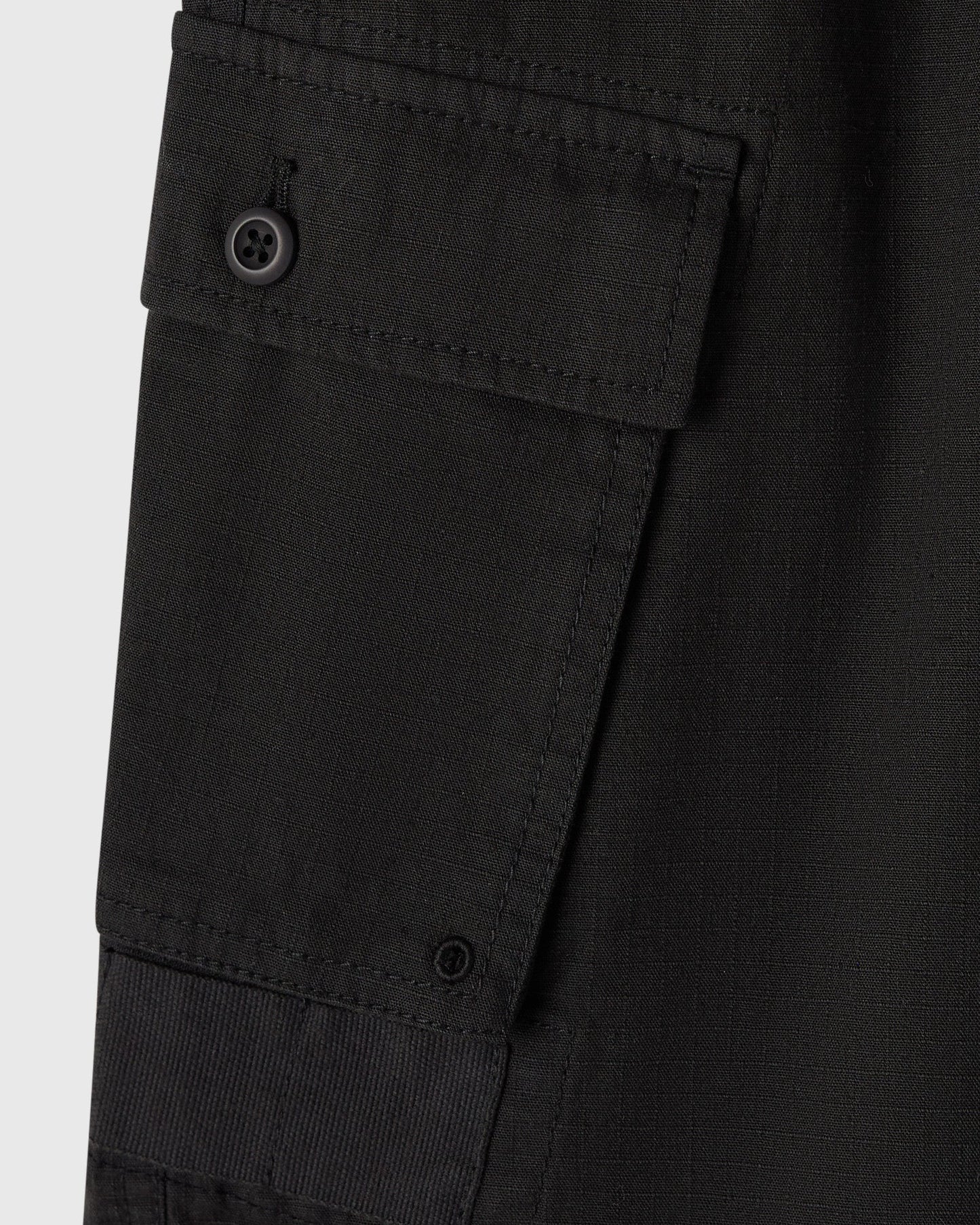 Linen Ripstop Cargo Short Black