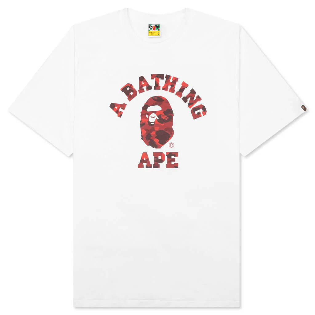 Color Camo College Tee White Red
